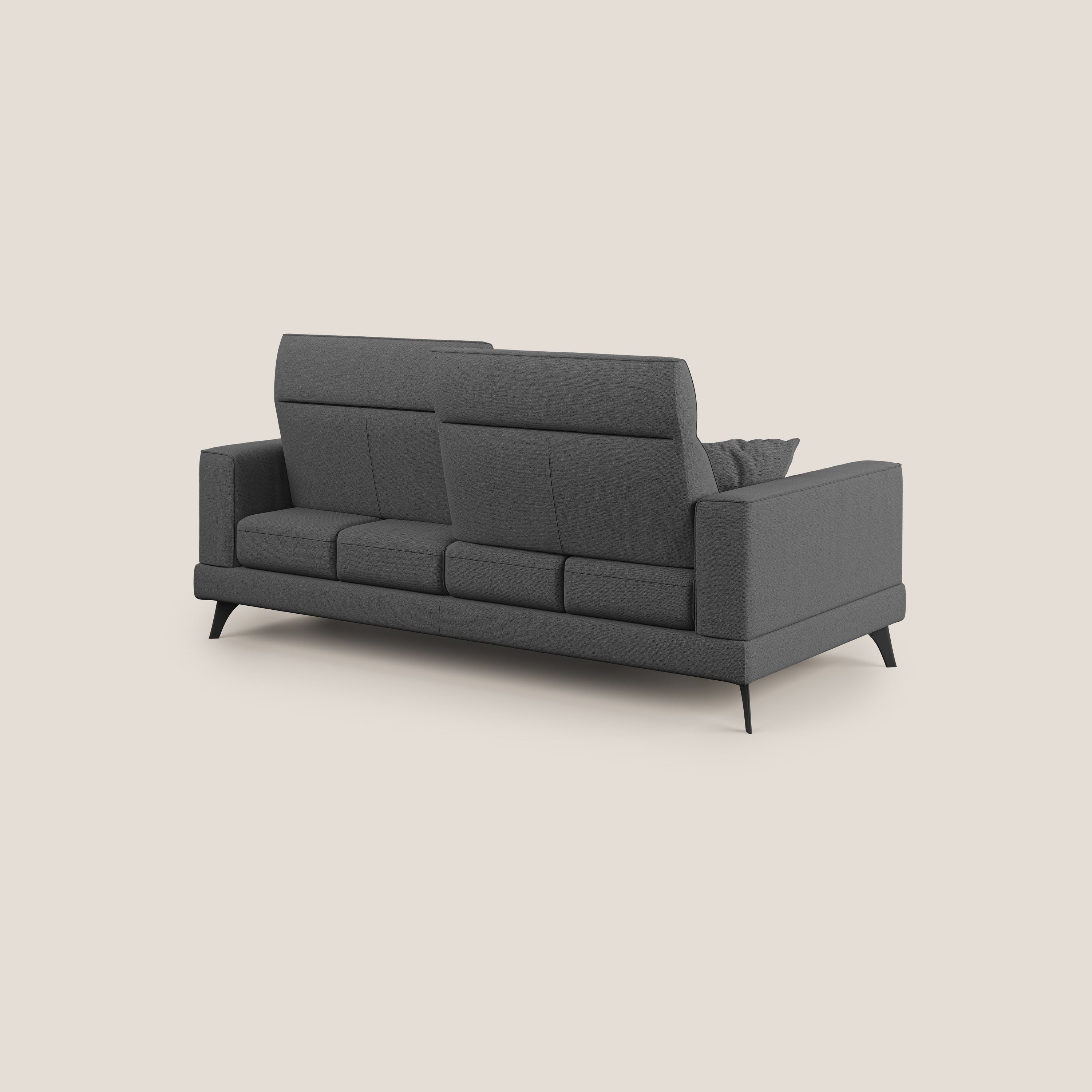 Slide Divano con schienali traslanti e poggiatesta in tessuto simil cotone impermeabile T19 antracite - divani.store