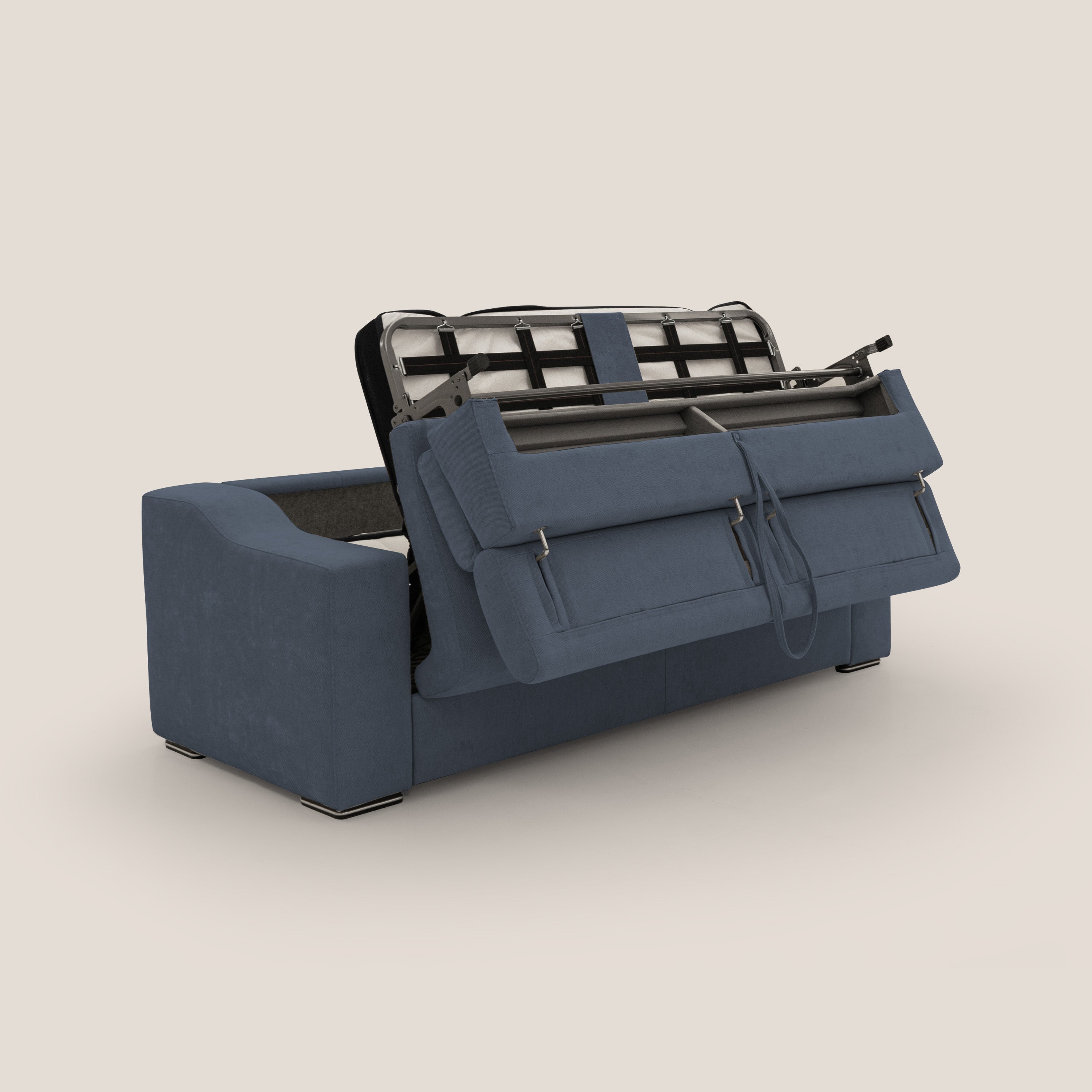 Bomber divano letto matrimoniale con poggiatesta in tessuto impermeabile T14 - divani.store