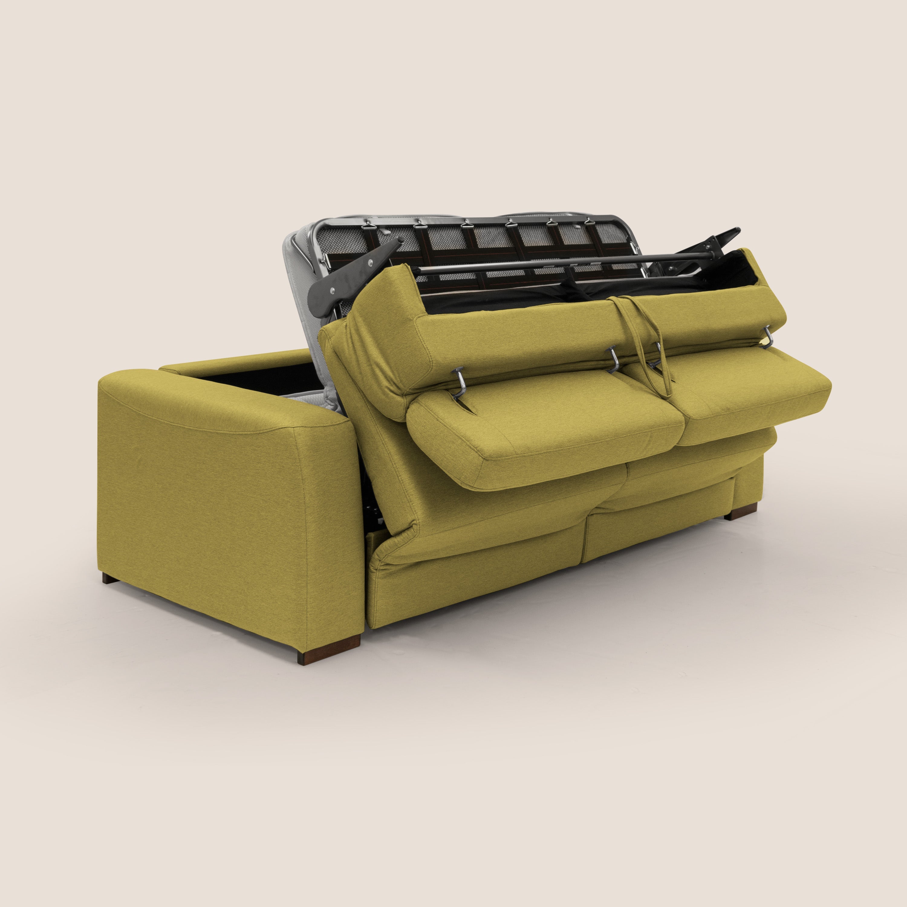 Poseidon divano letto + relax elettrico in tessuto smacchiabile impermeabile T05 giallo - divani.store