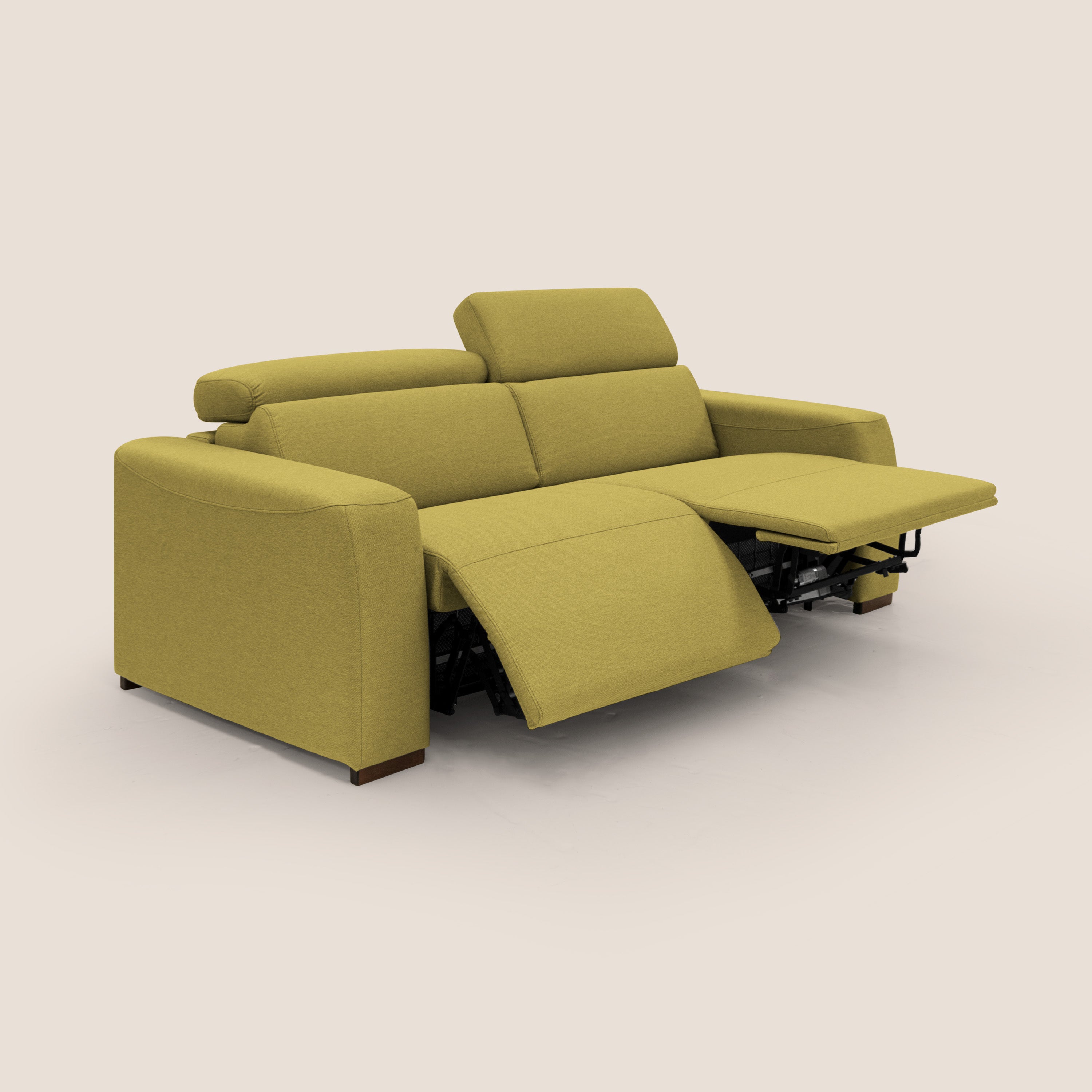 Poseidon divano letto + relax elettrico in tessuto smacchiabile impermeabile T05 giallo - divani.store