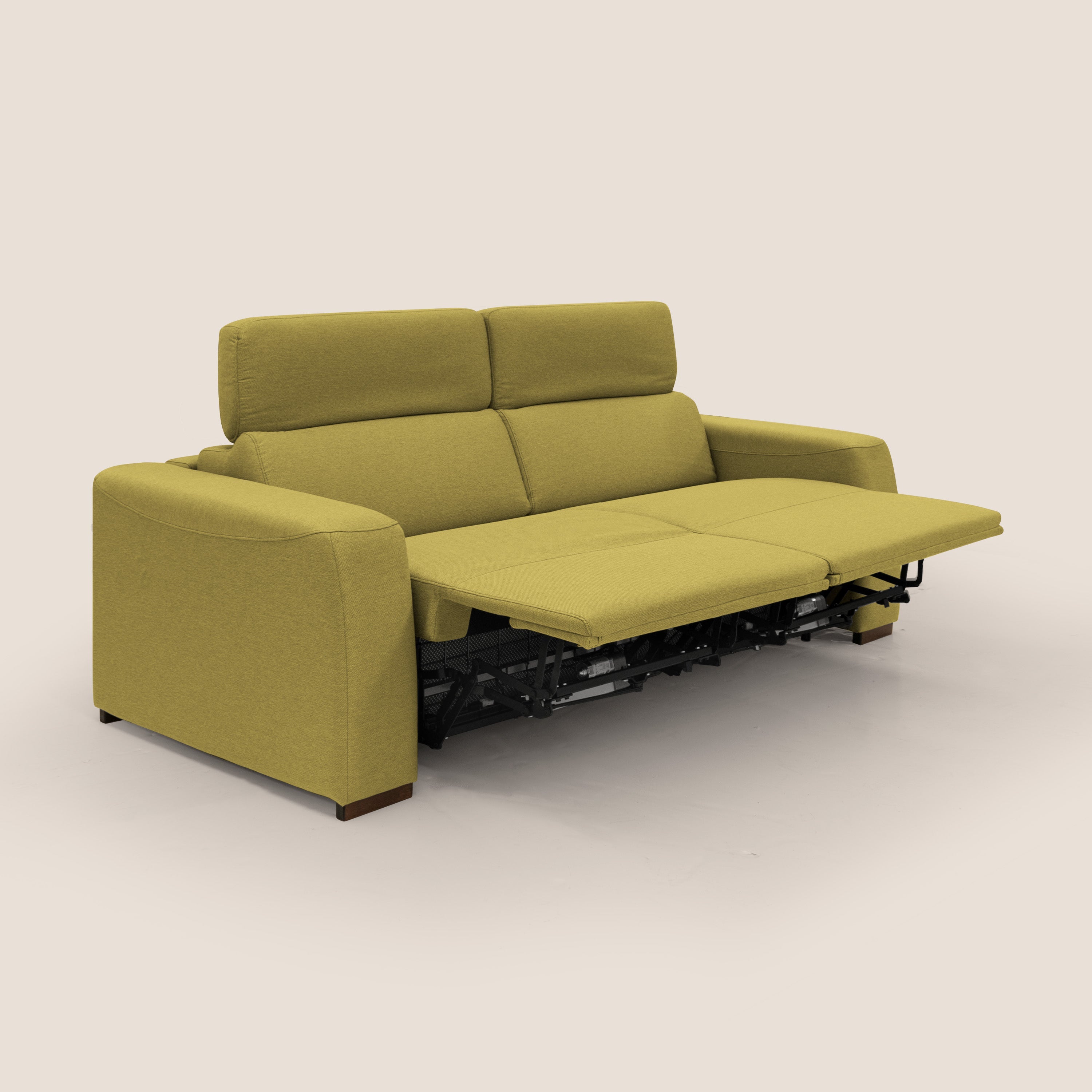 Poseidon divano letto + relax elettrico in tessuto smacchiabile impermeabile T05 giallo - divani.store