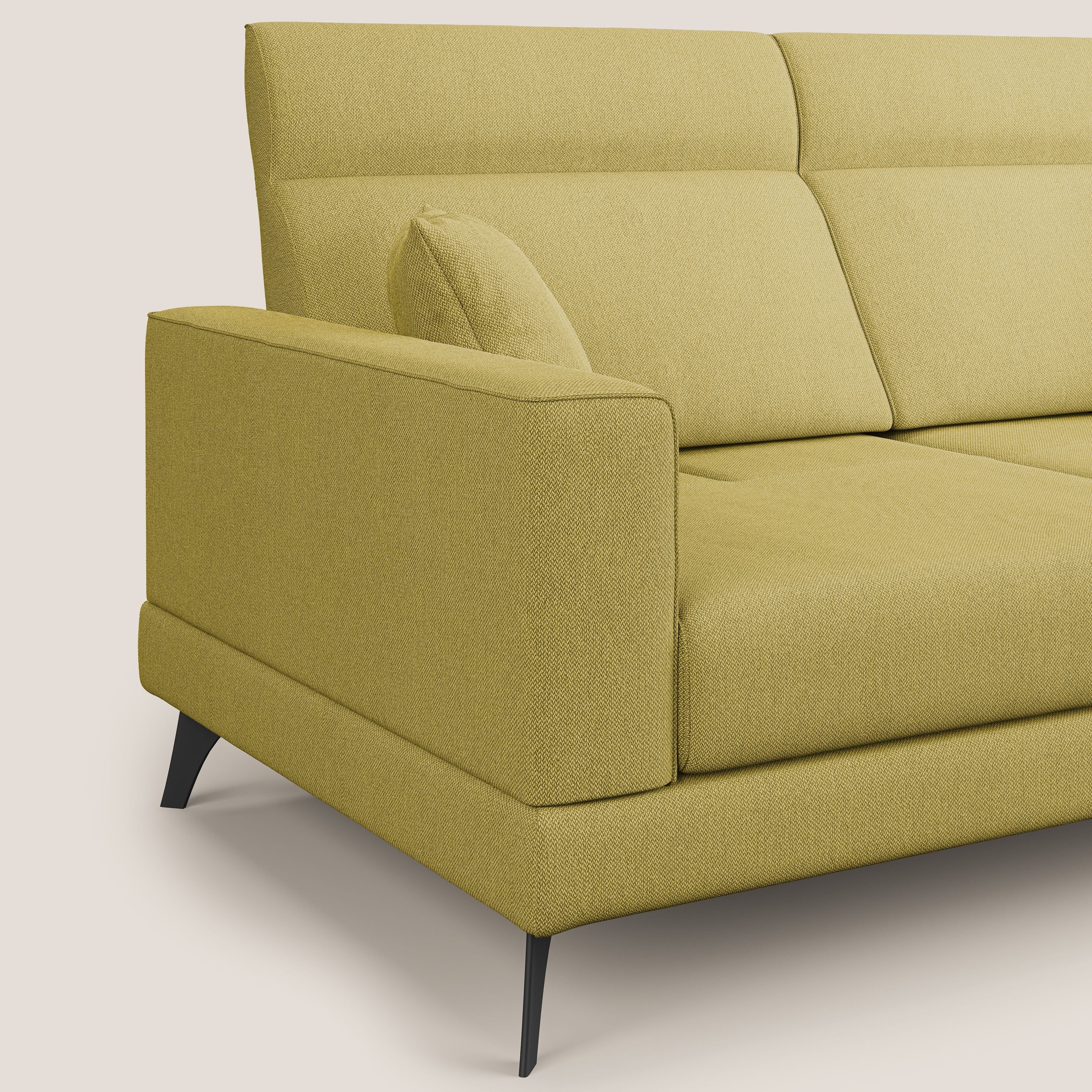 Slide Divano con schienali traslanti e poggiatesta in tessuto smacchiabile T05 giallo - divani.store