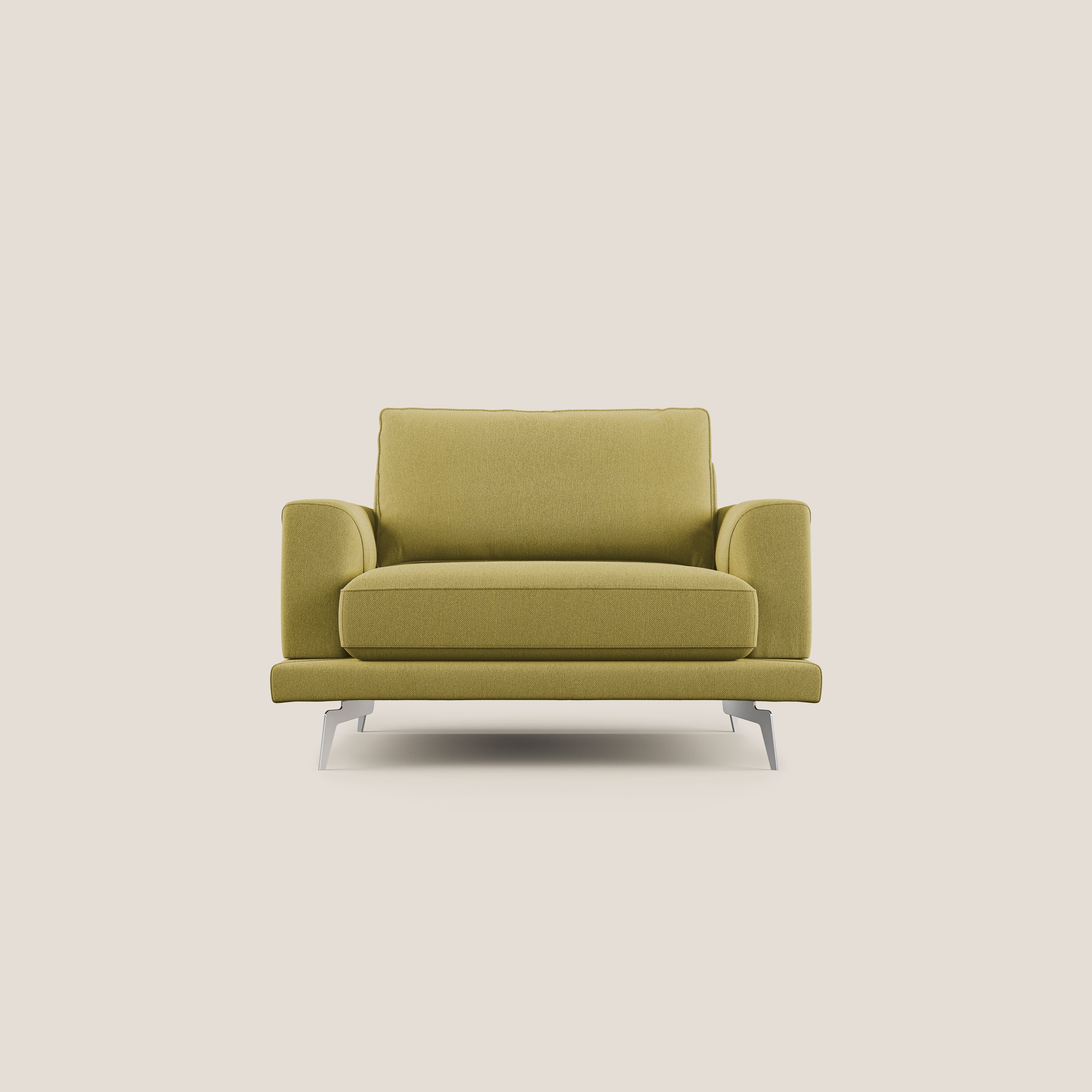 Dorian poltrona moderna in tessuto smacchiabile T05 giallo - divani.store