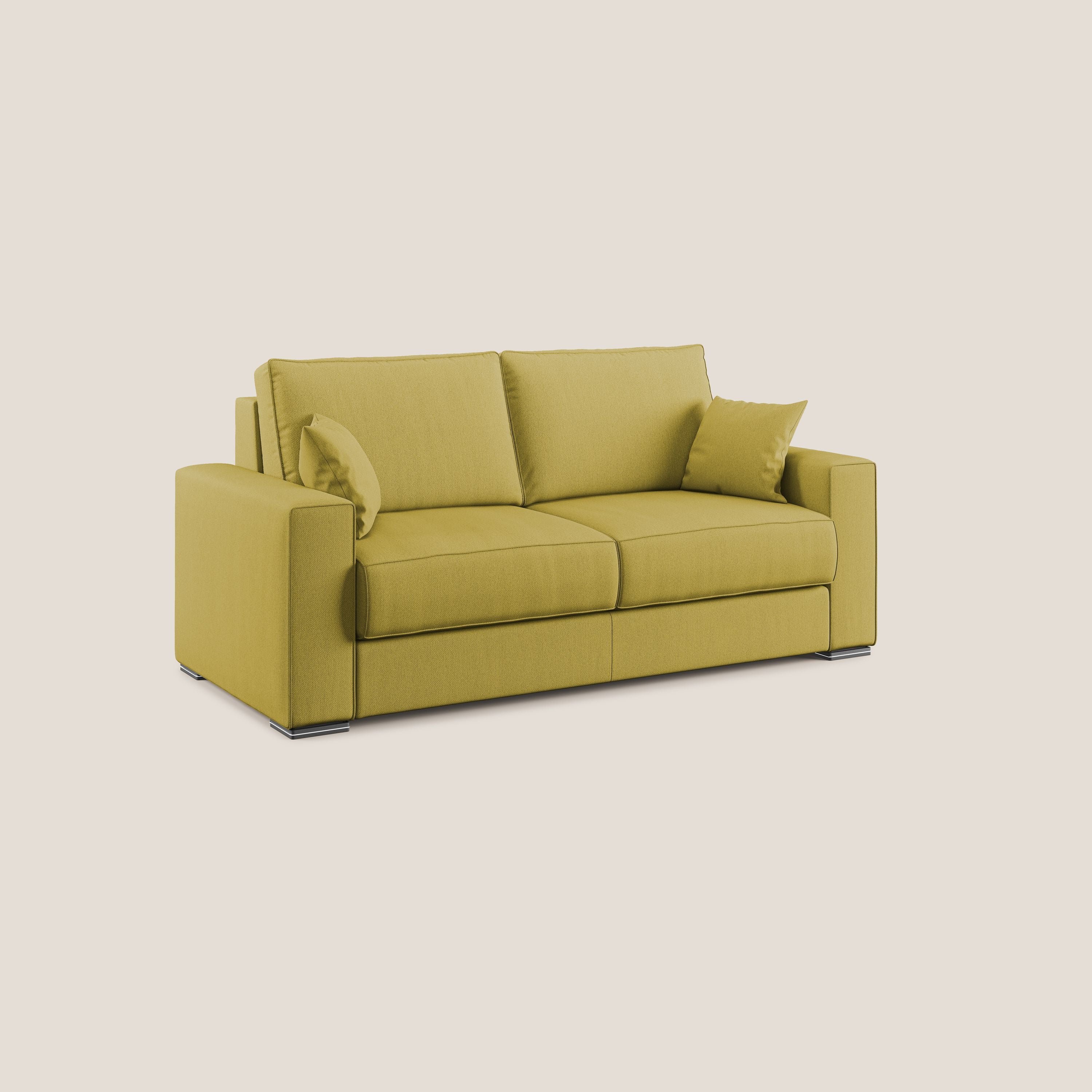 Dream Divano letto moderno dai morbidi cuscini in tessuto smacchiabile T05 giallo - divani.store