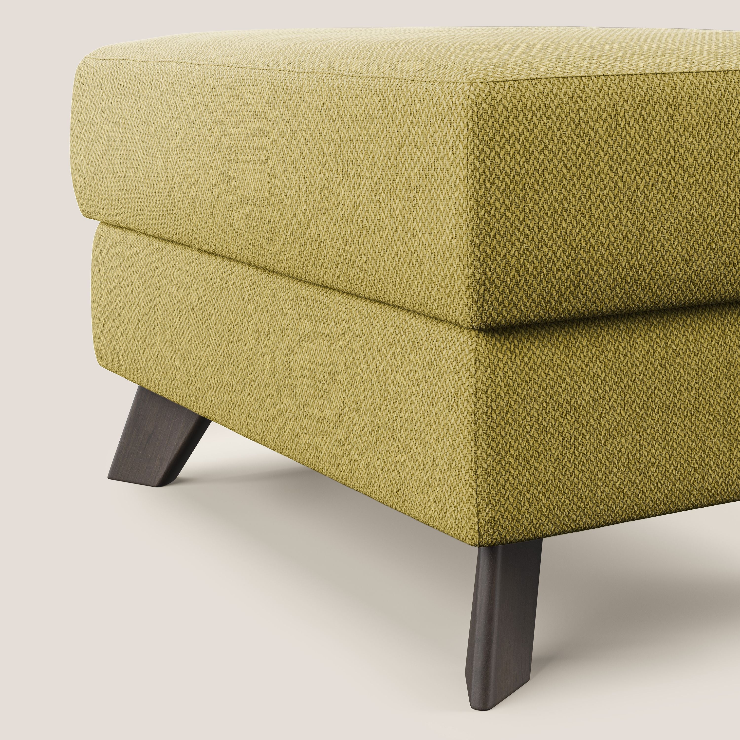 Moon Pouf contenitore e piedini alti in tessuto smacchiabile con acqua T05 giallo - divani.store