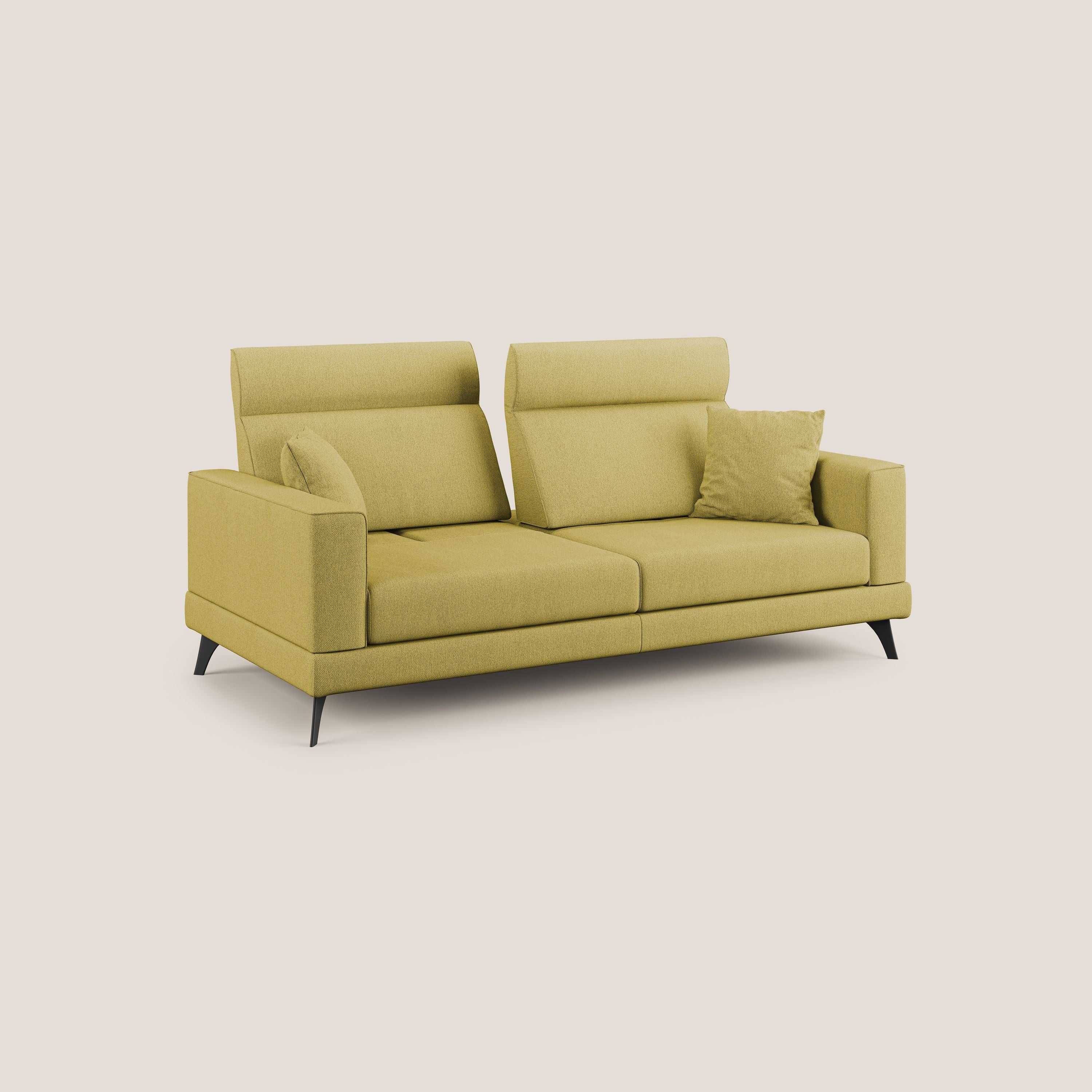 Slide Divano con schienali traslanti e poggiatesta in tessuto smacchiabile T05 giallo - divani.store