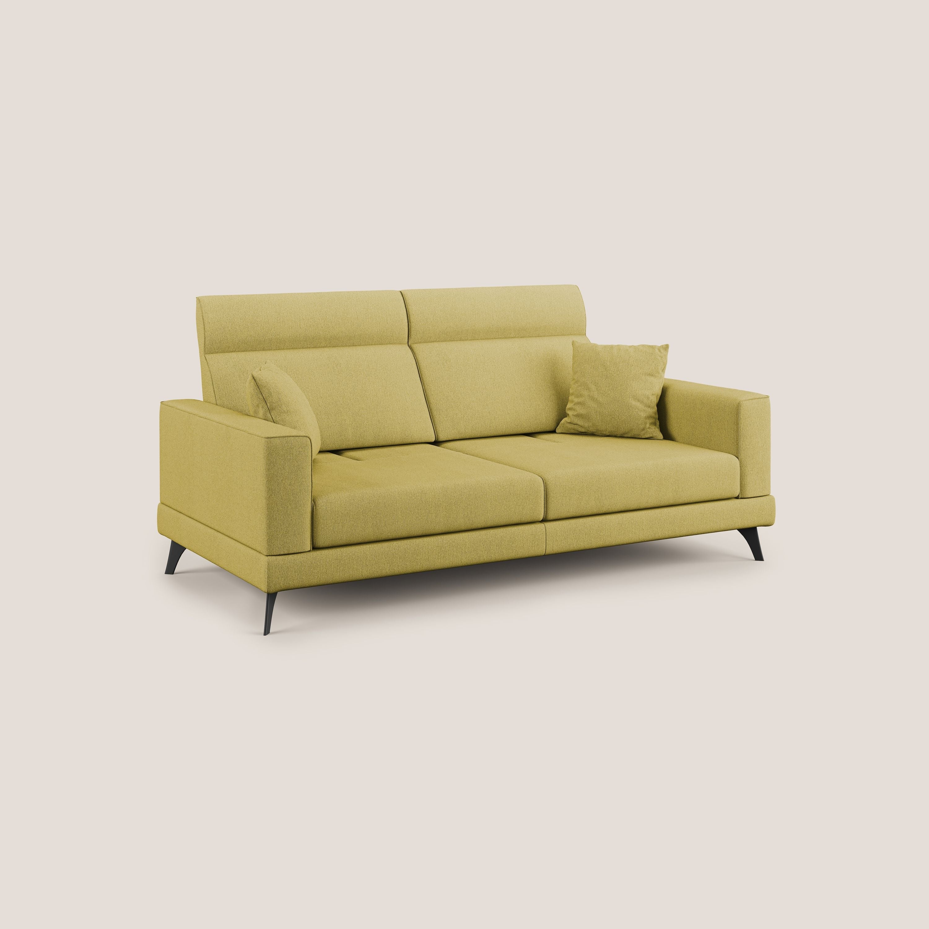 Slide Divano con schienali traslanti e poggiatesta in tessuto smacchiabile T05 giallo - divani.store