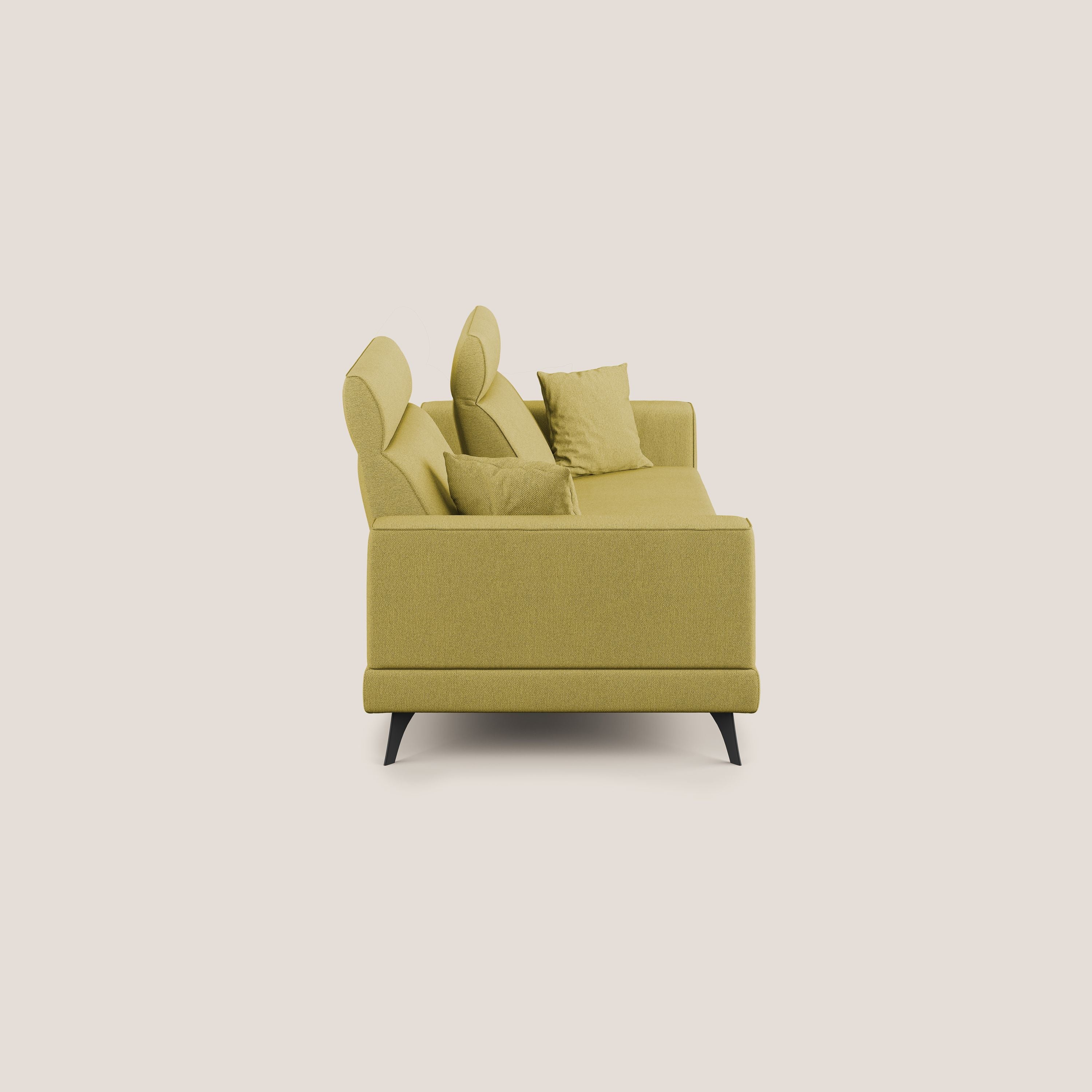 Slide Divano con schienali traslanti e poggiatesta in tessuto smacchiabile T05 giallo - divani.store