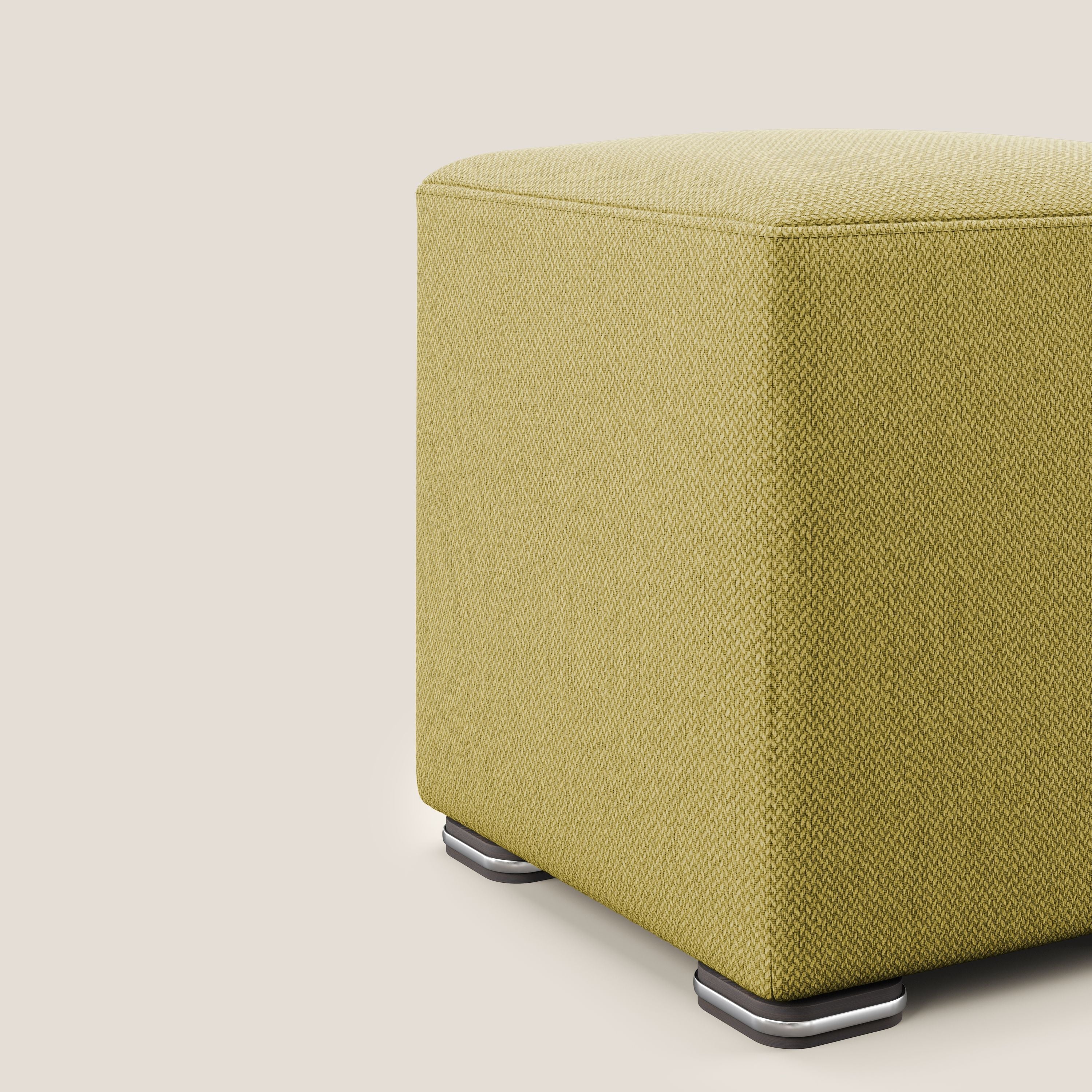 Cube pouf in tessuto morbido smacchiabile T05 giallo - divani.store