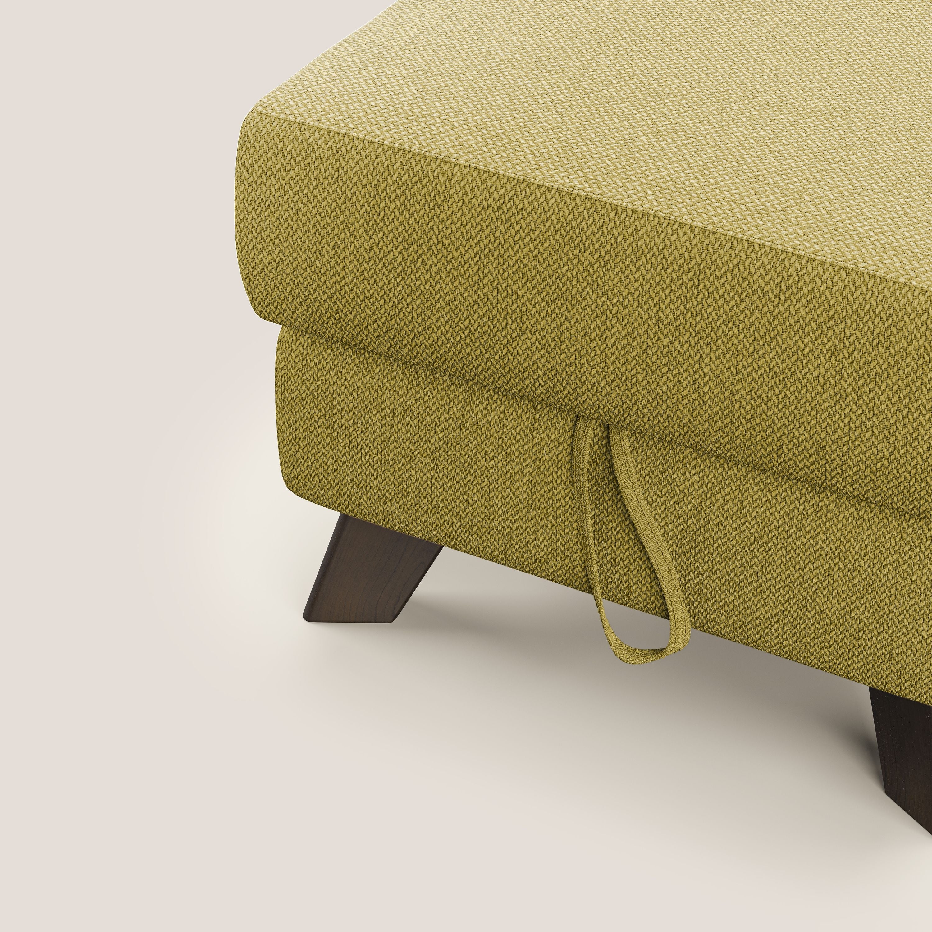 Moon Pouf contenitore e piedini alti in tessuto smacchiabile con acqua T05 giallo - divani.store