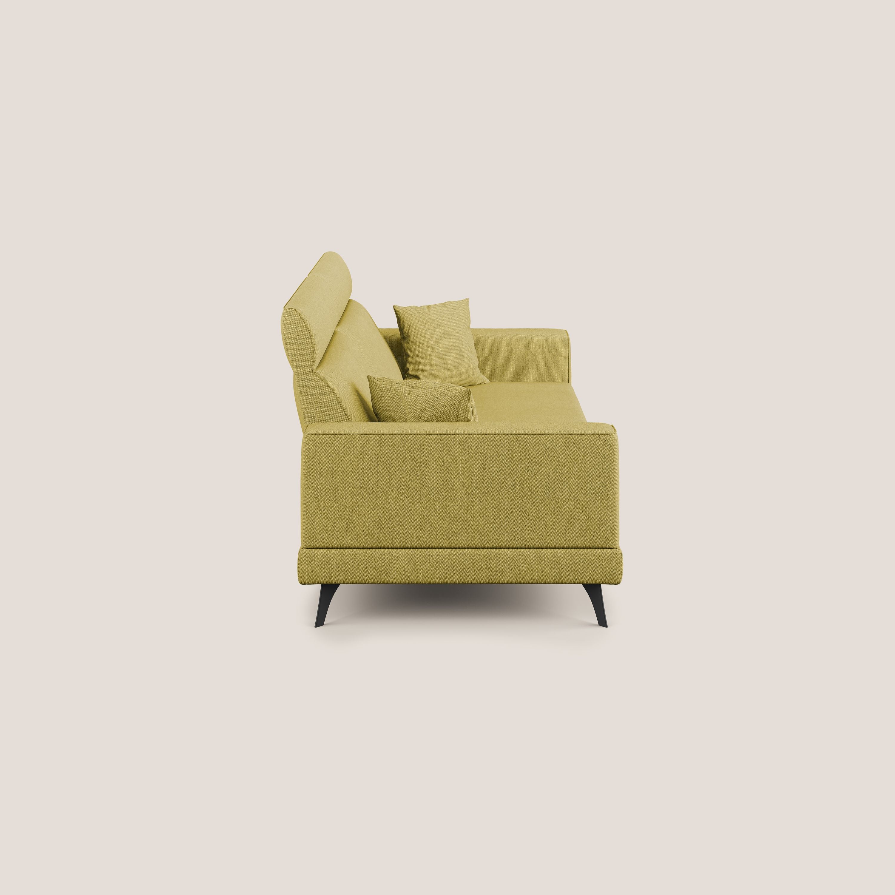 Slide Divano con schienali traslanti e poggiatesta in tessuto smacchiabile T05 giallo - divani.store