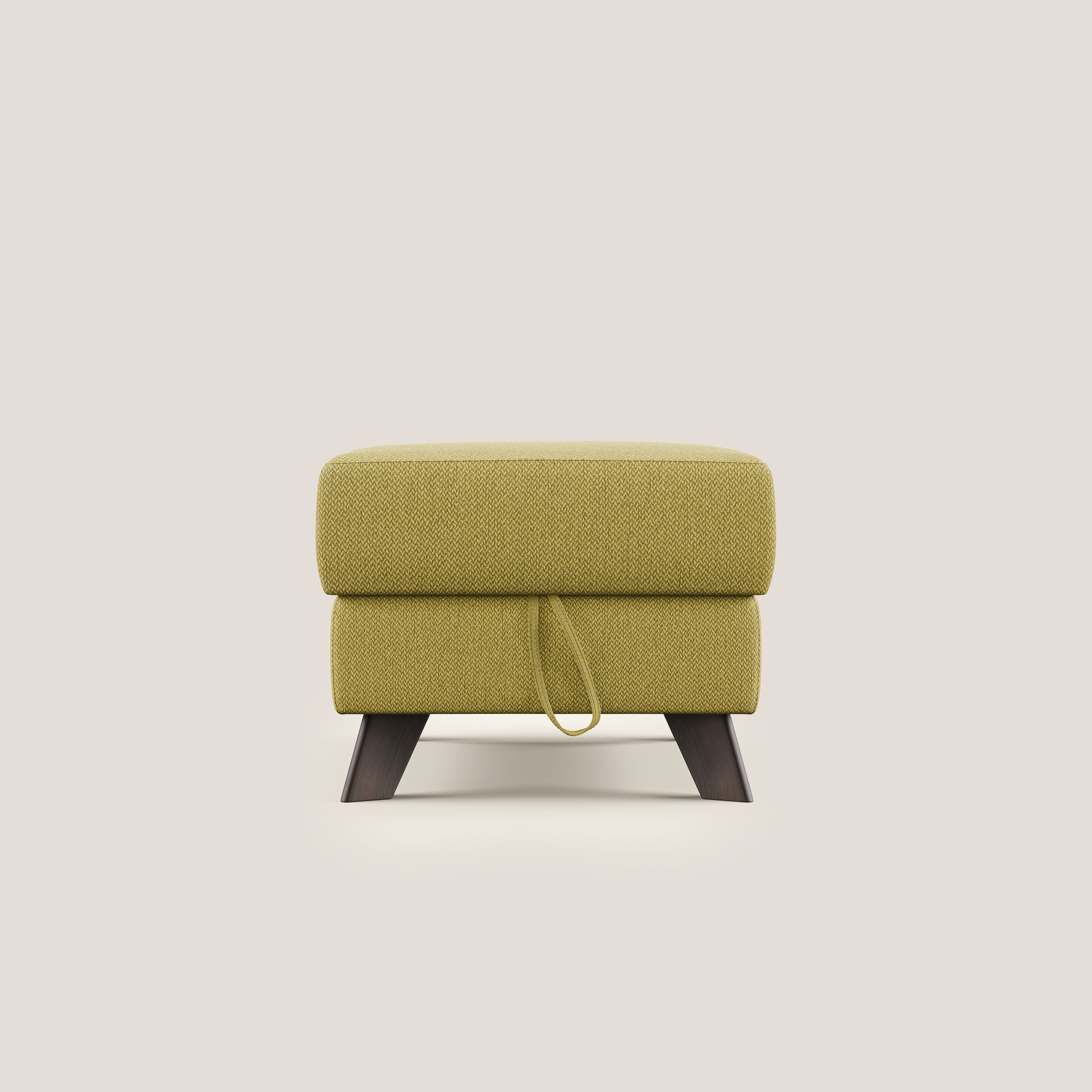 Moon Pouf contenitore e piedini alti in tessuto smacchiabile con acqua T05 giallo - divani.store