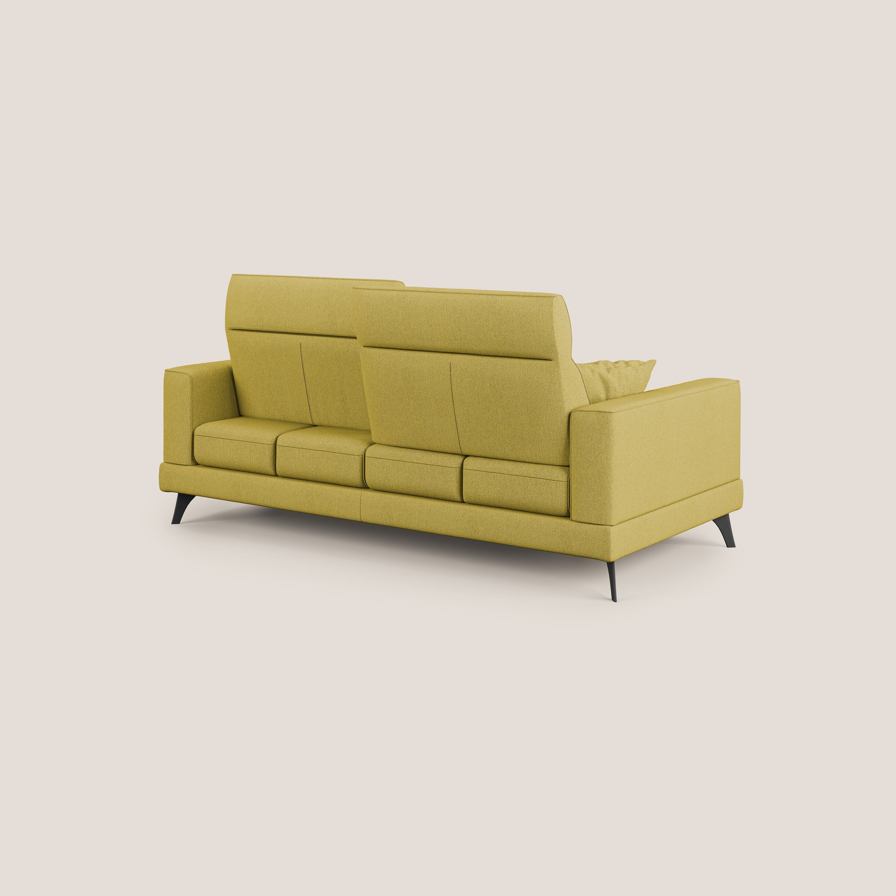 Slide Divano con schienali traslanti e poggiatesta in tessuto smacchiabile T05 giallo - divani.store