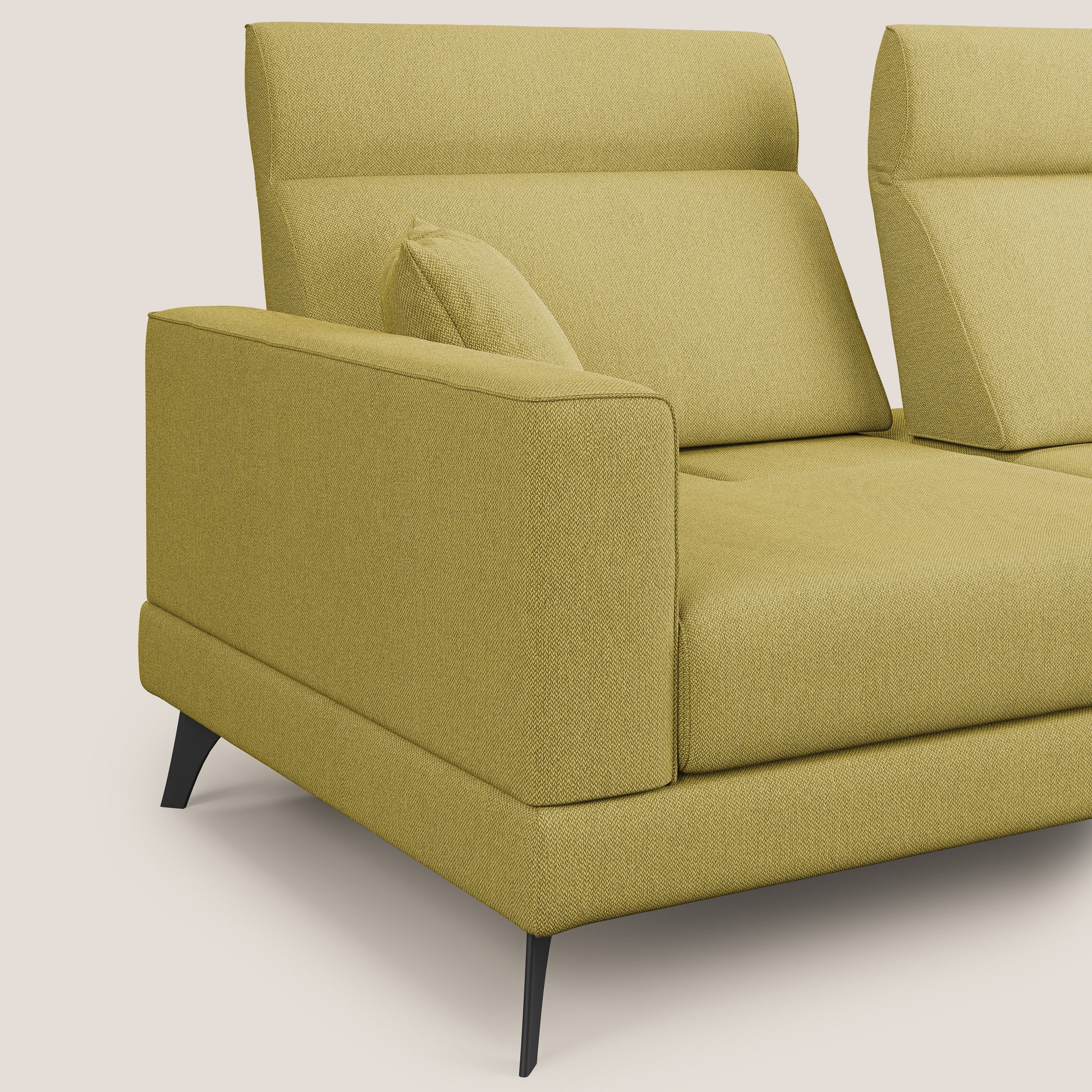 Slide Divano con schienali traslanti e poggiatesta in tessuto smacchiabile T05 giallo - divani.store