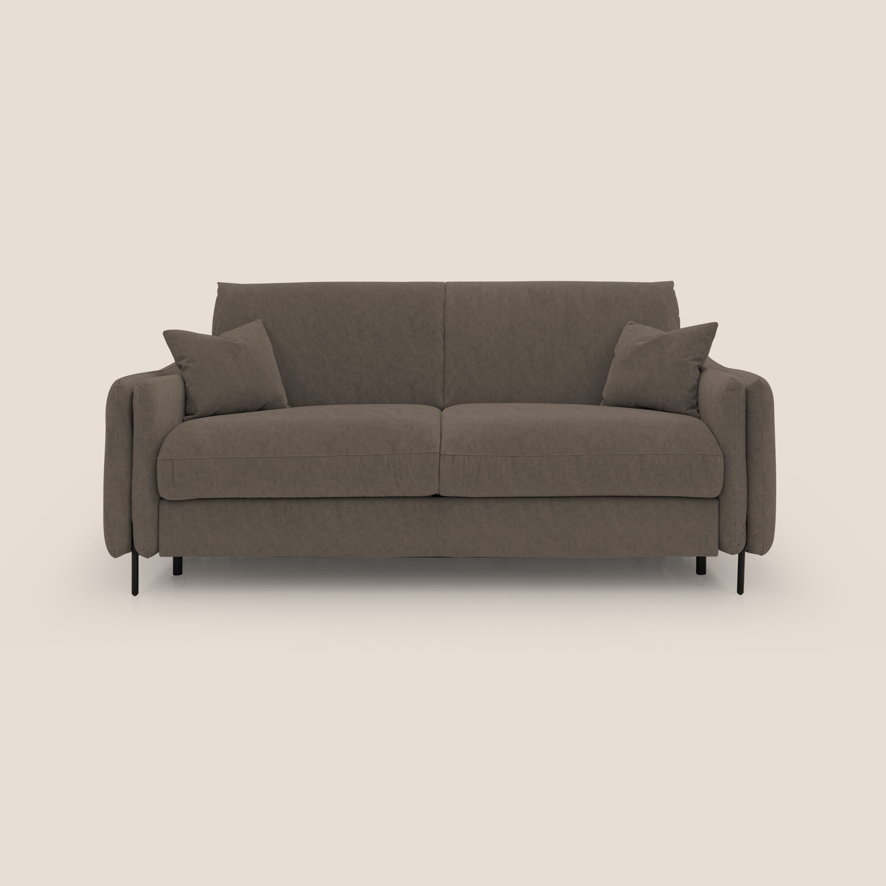 Gregory Divano letto con materasso h18 cm in microfibra effetto velluto impermeabile T09 marrone - divani.store