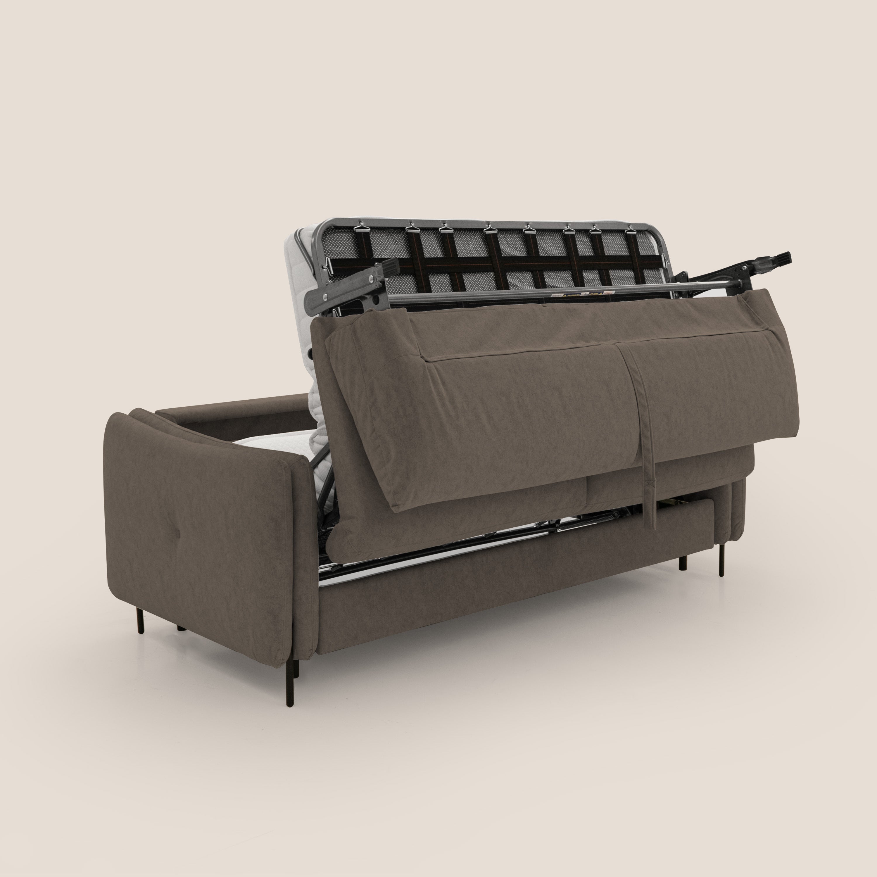 Gregory Divano letto con materasso h18 cm in microfibra effetto velluto impermeabile T09 marrone - divani.store