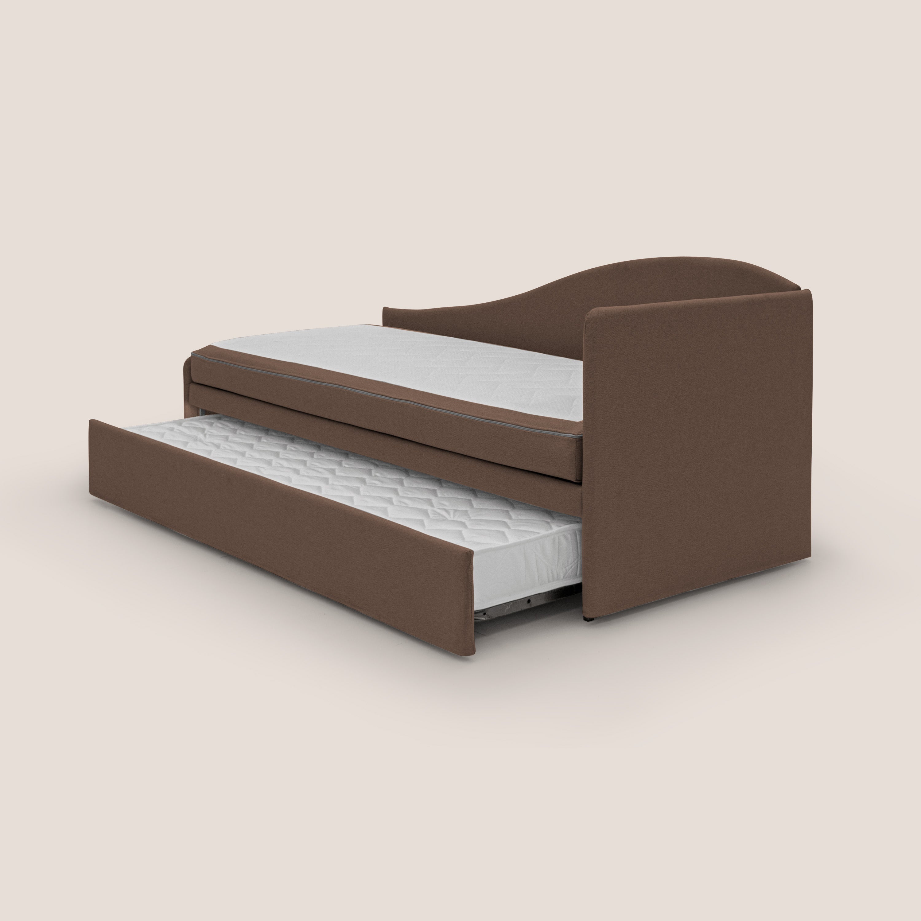 Nolo Divano duplex con doppio letto in tessuto simil cotone impermeabile T13 marrone - divani.store