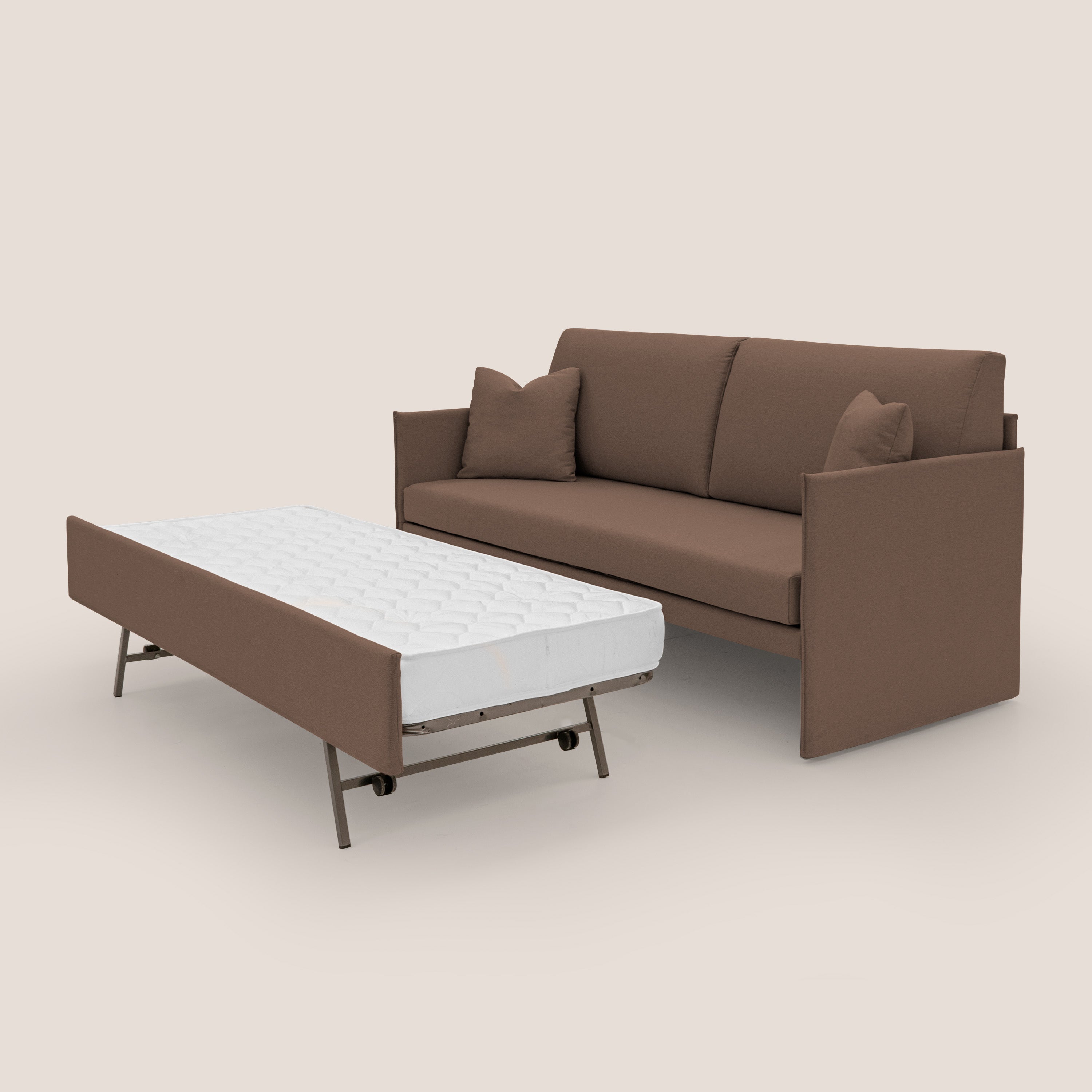 Tortona Divano duplex con doppio letto in tessuto simil cotone impermeabile T13 marrone - divani.store