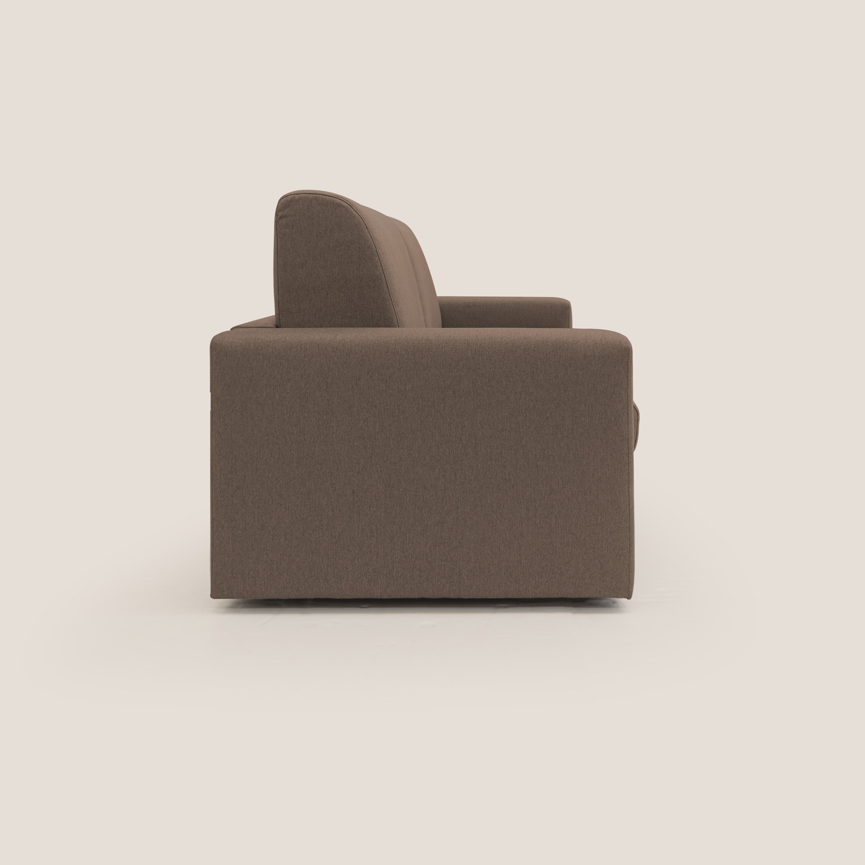 Kansas Divano letto matrimoniale alto 20 cm in tessuto impermeabile misto cotone T13 marrone - divani.store