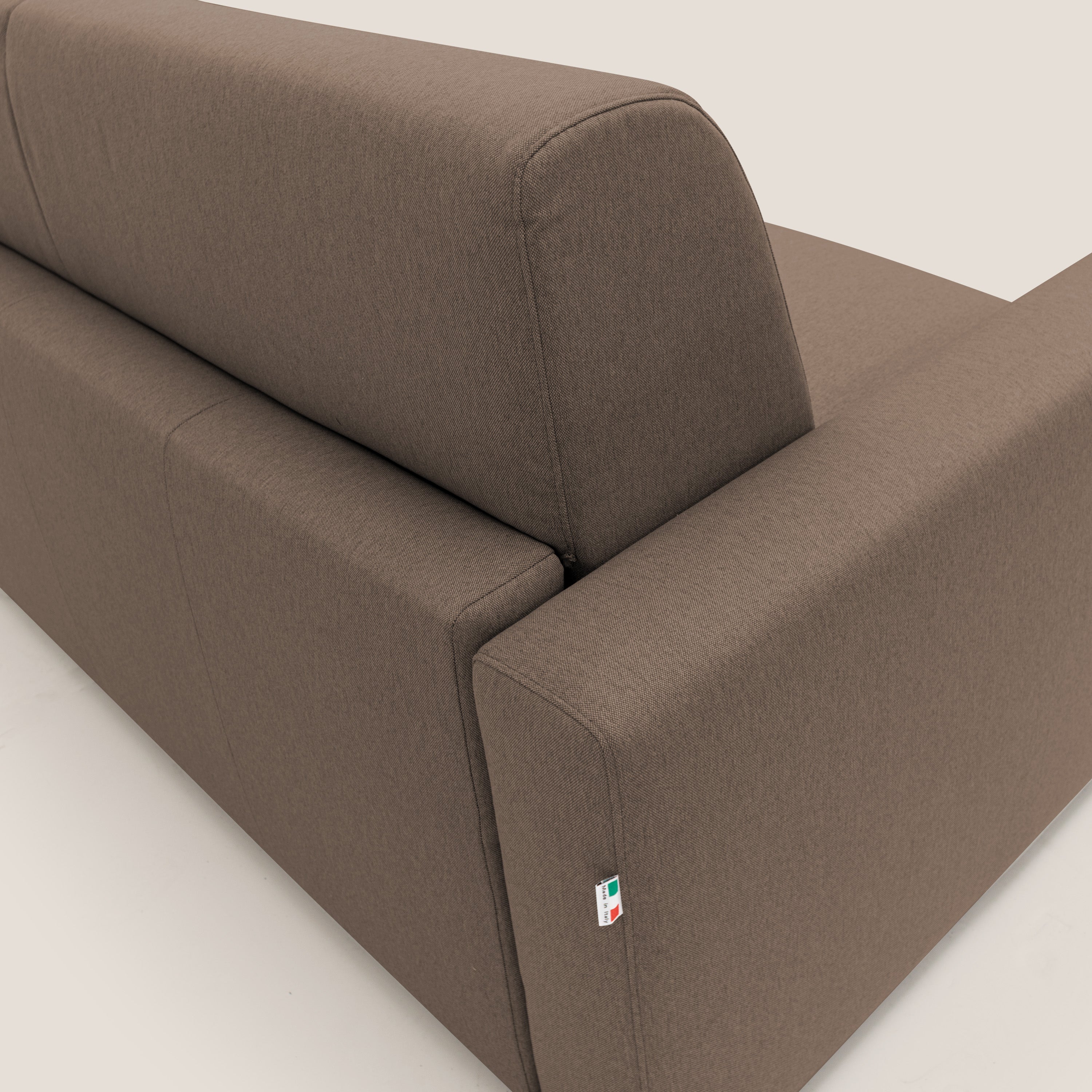 Kansas Divano letto matrimoniale alto 20 cm in tessuto impermeabile misto cotone T13 marrone - divani.store