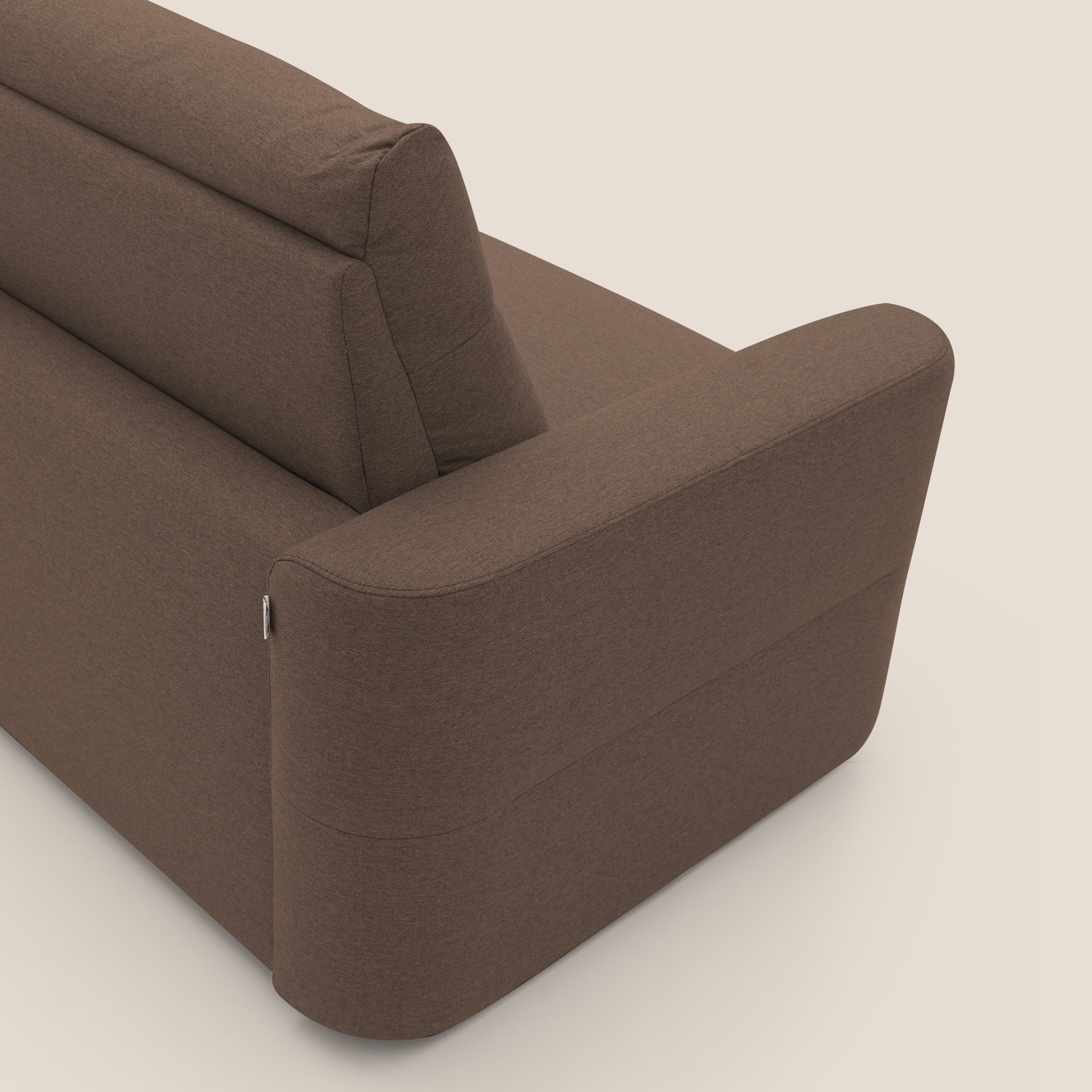 Cupido Divano letto materasso H18 cm e schienale alto in tessuto impermeabile simil cotone T13 marrone - divani.store