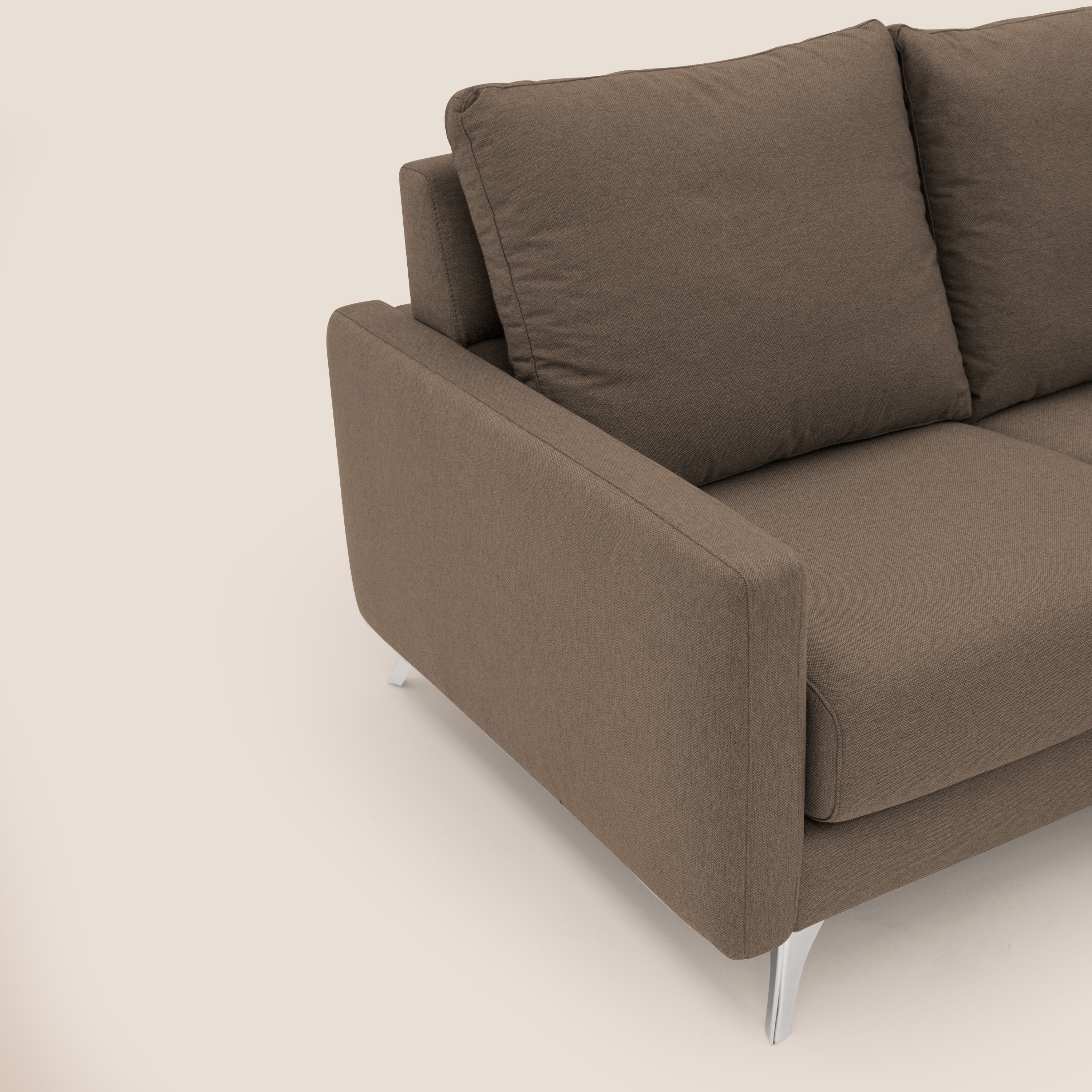 Klimt Divano angolare con sedute scorrevoli in tessuto morbido smacchiabile T05 marrone - divani.store