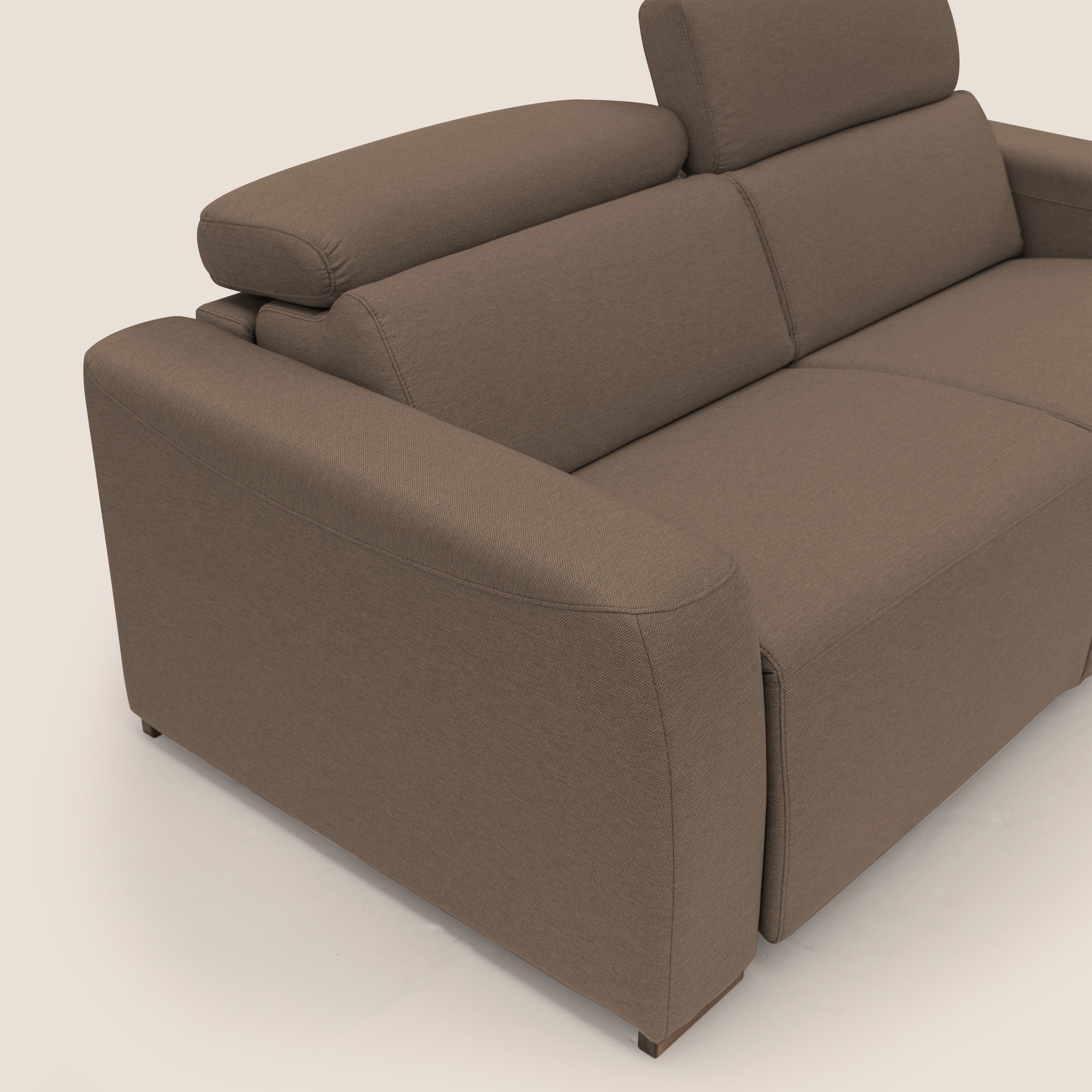 Poseidon divano letto + relax elettrico in tessuto smacchiabile impermeabile T05 marrone - divani.store