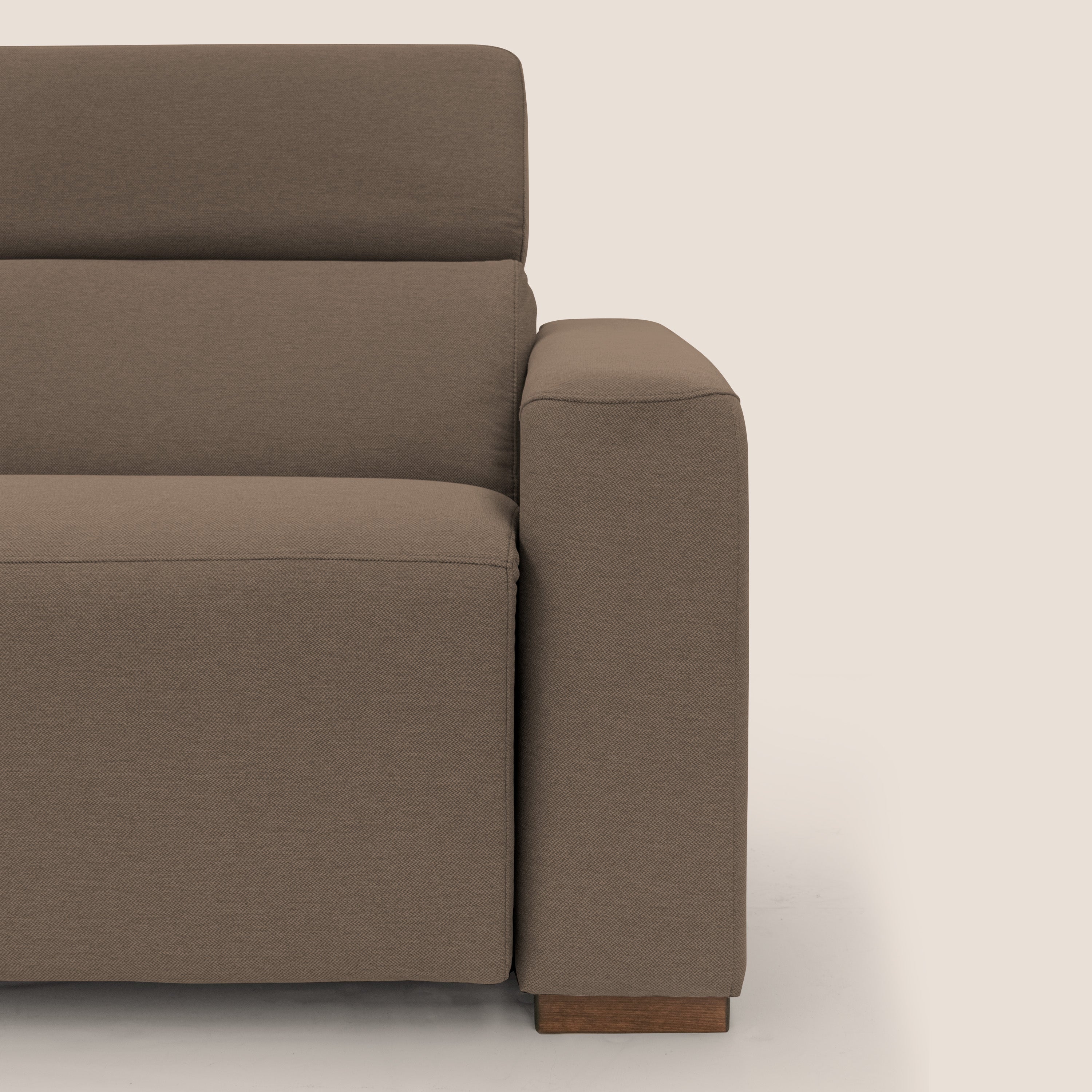 Poseidon divano letto + relax elettrico in tessuto smacchiabile impermeabile T05 marrone - divani.store