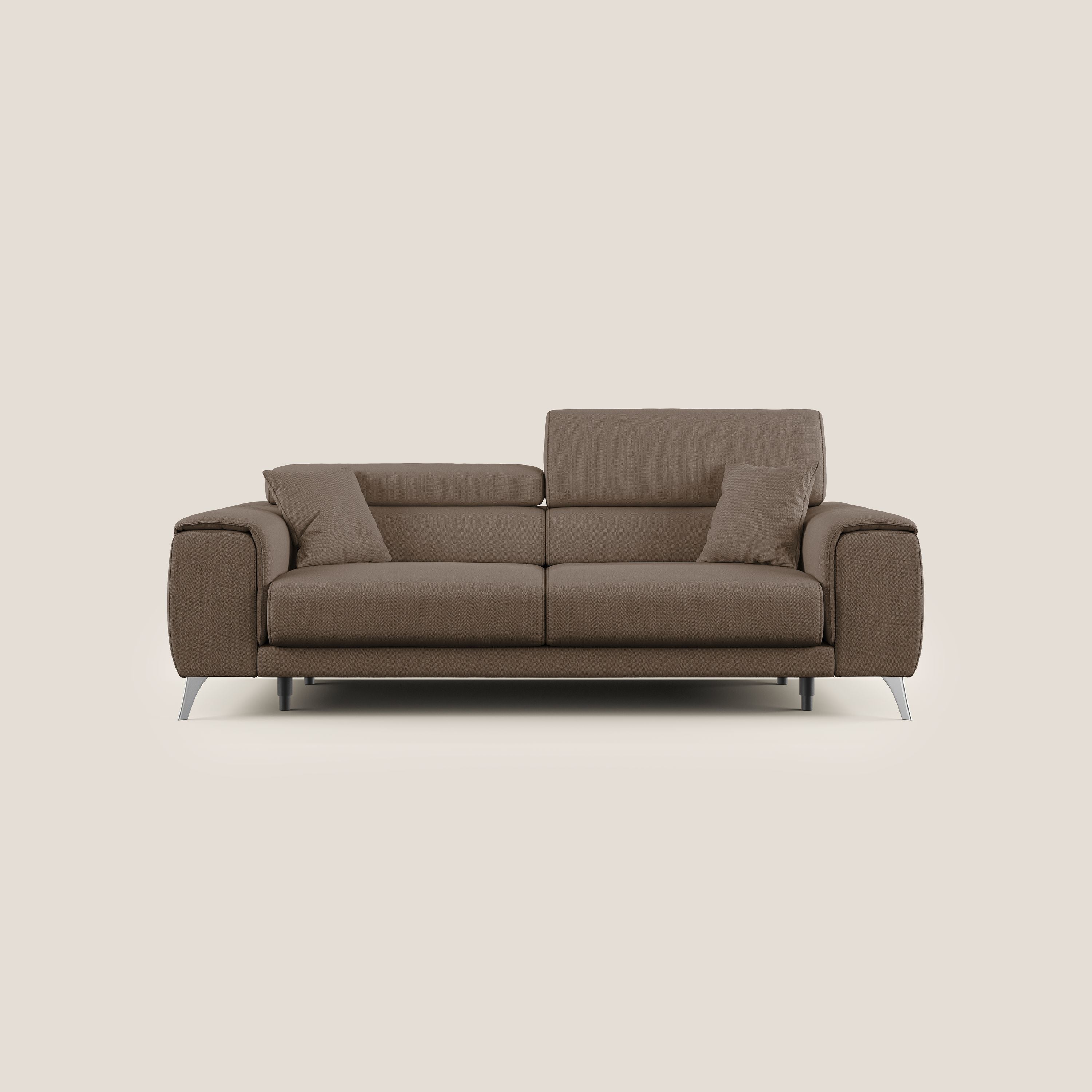 Fusion divano con sedute allungabili in tessuto smacchiabile T05 marrone - divani.store