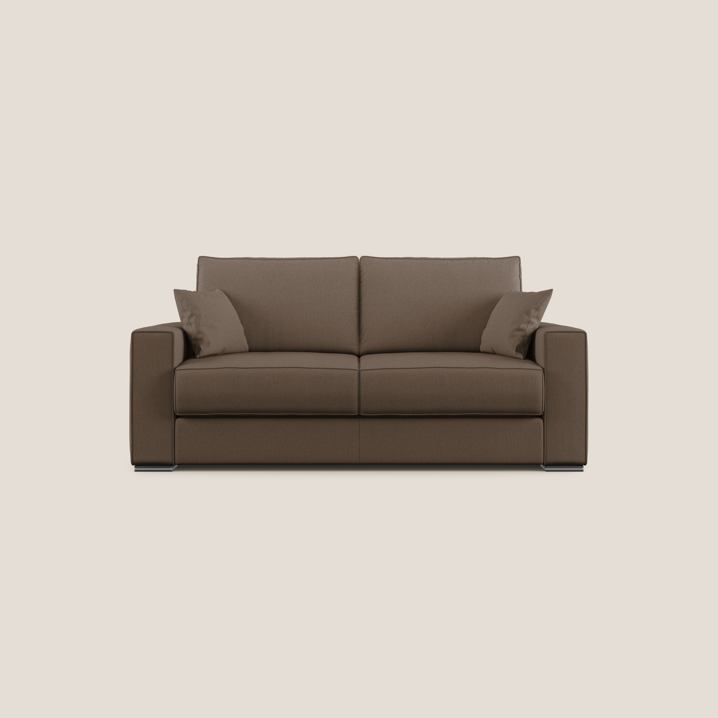 Dream Divano letto moderno dai morbidi cuscini in tessuto smacchiabile T05 marrone - divani.store