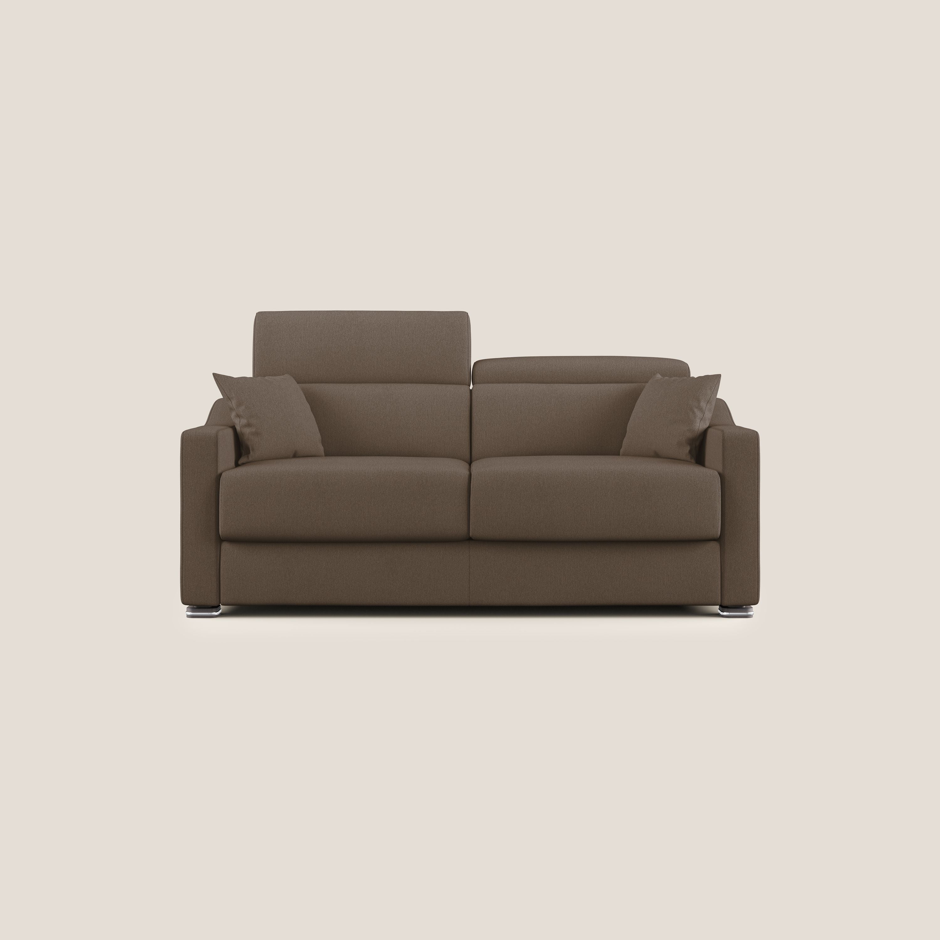 Amber divano letto matrimoniale in tessuto smacchiabile T05 marrone - divani.store