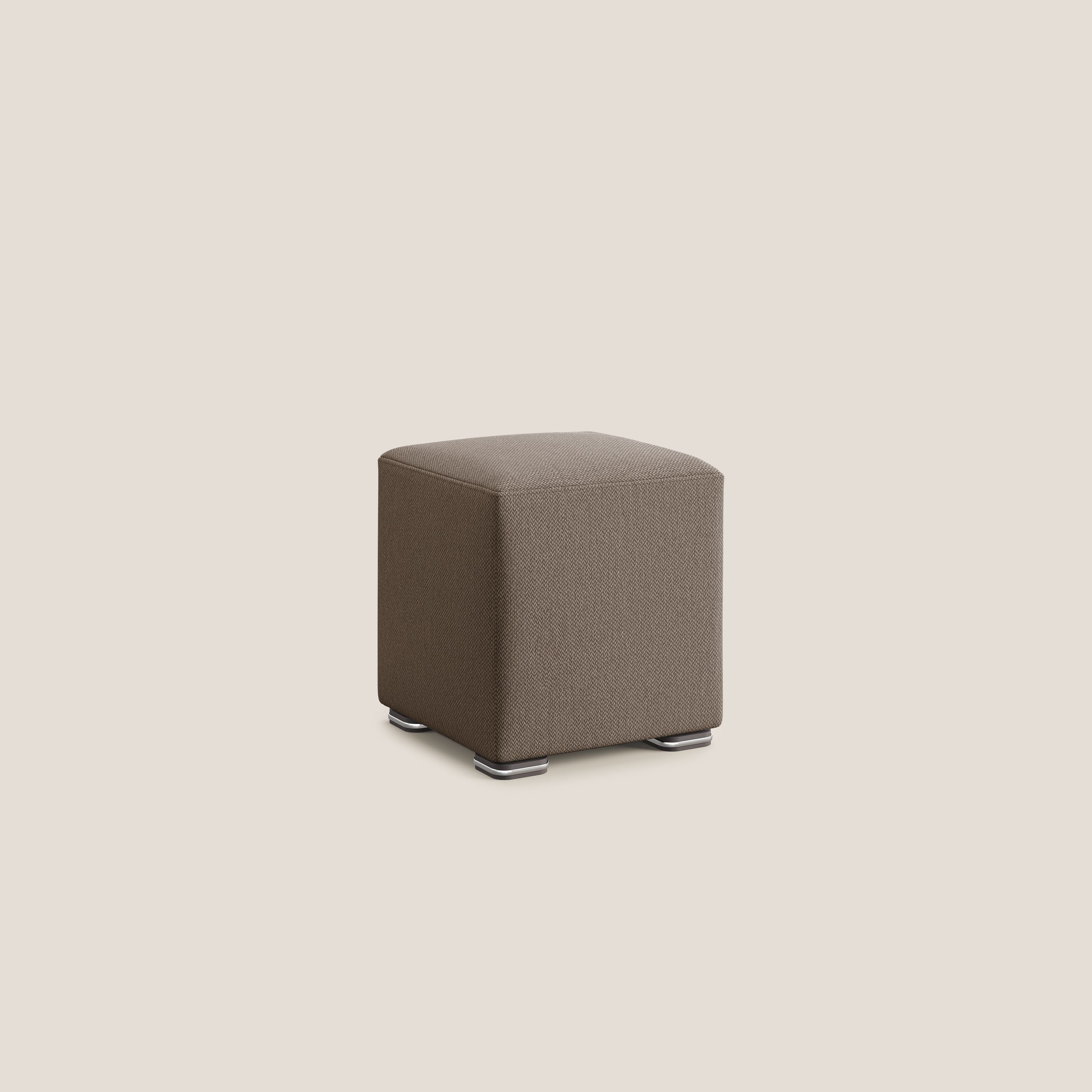 Cube pouf in tessuto morbido smacchiabile T05 marrone - divani.store