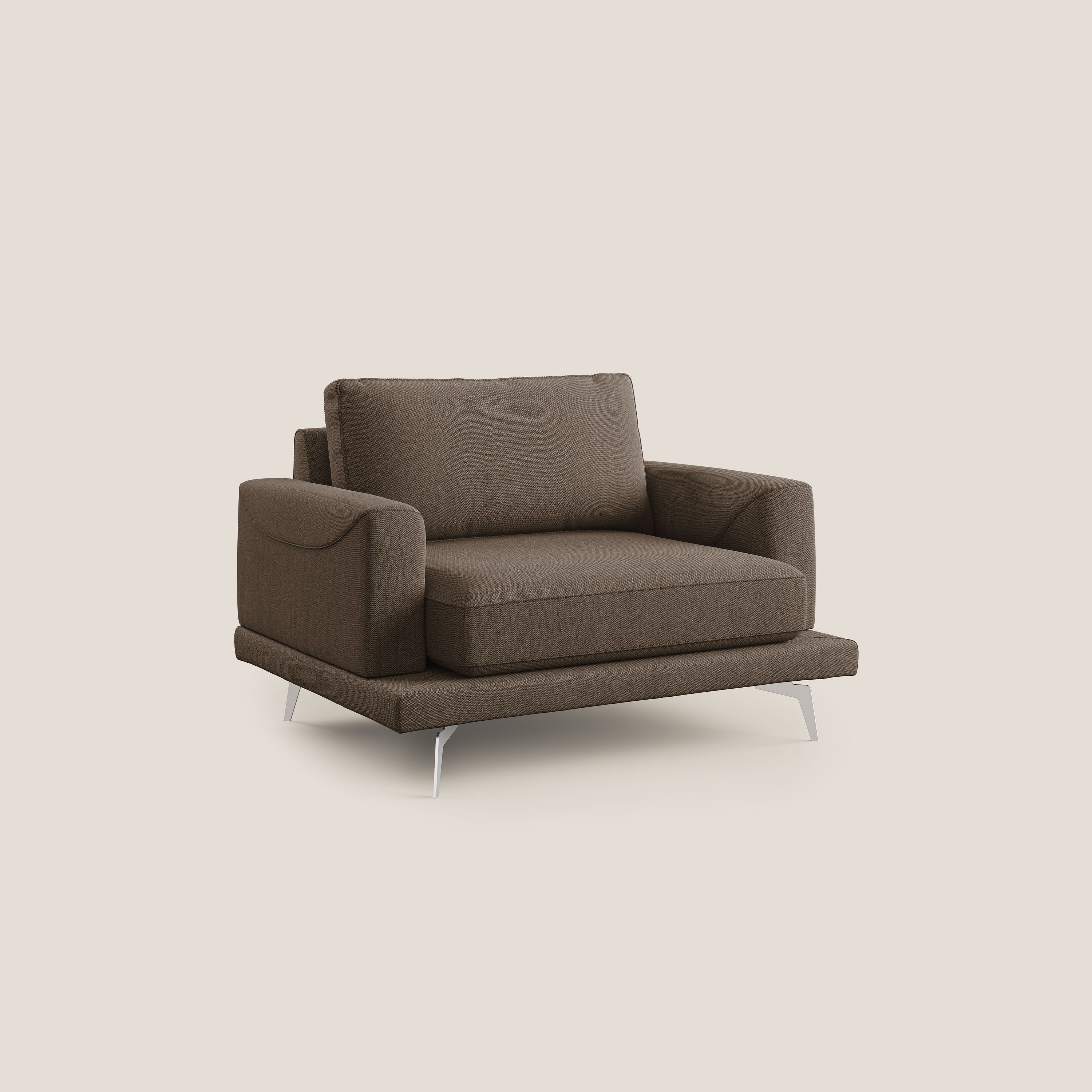 Dorian poltrona moderna in tessuto smacchiabile T05 marrone - divani.store