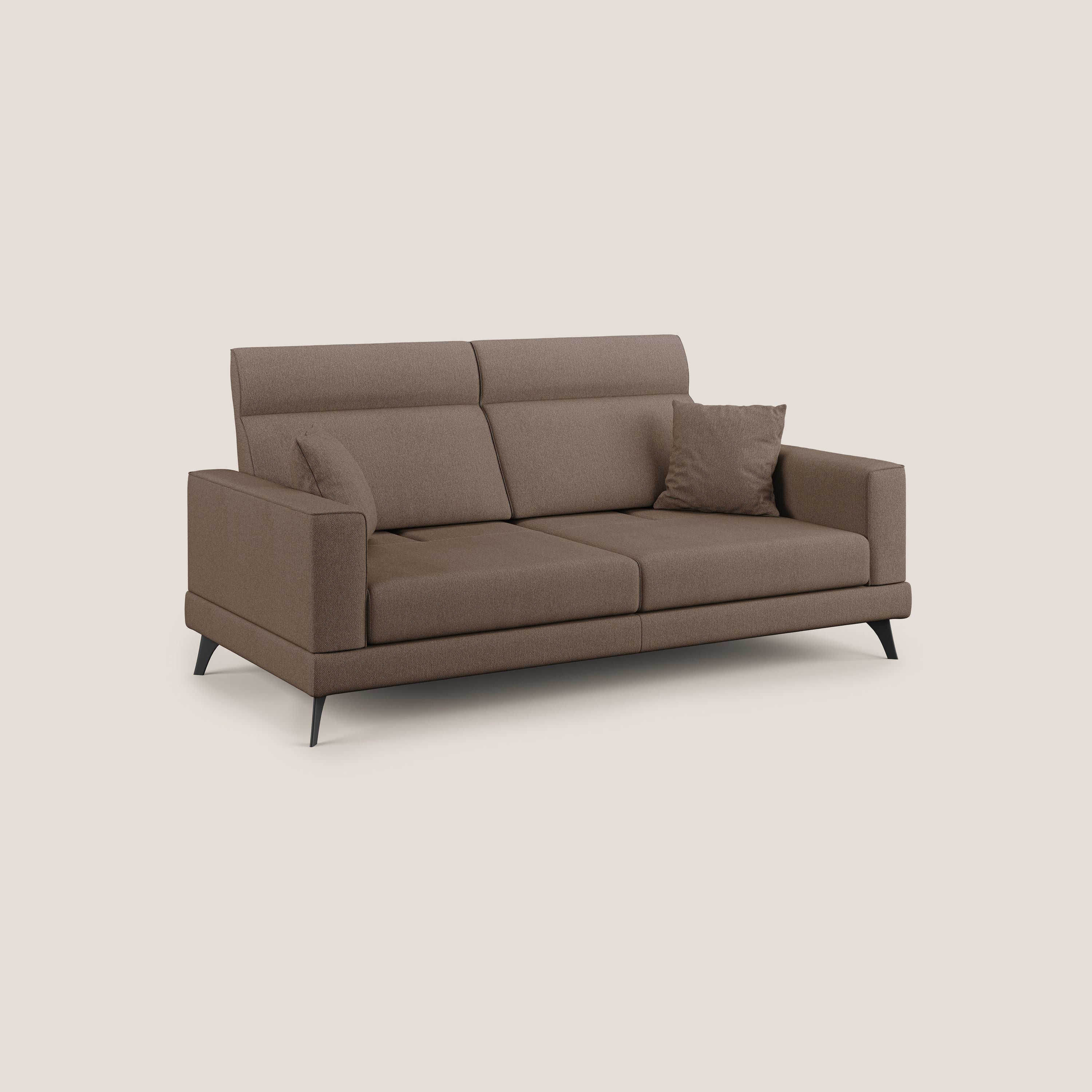 Slide Divano con schienali traslanti e poggiatesta in tessuto smacchiabile T05 marrone - divani.store