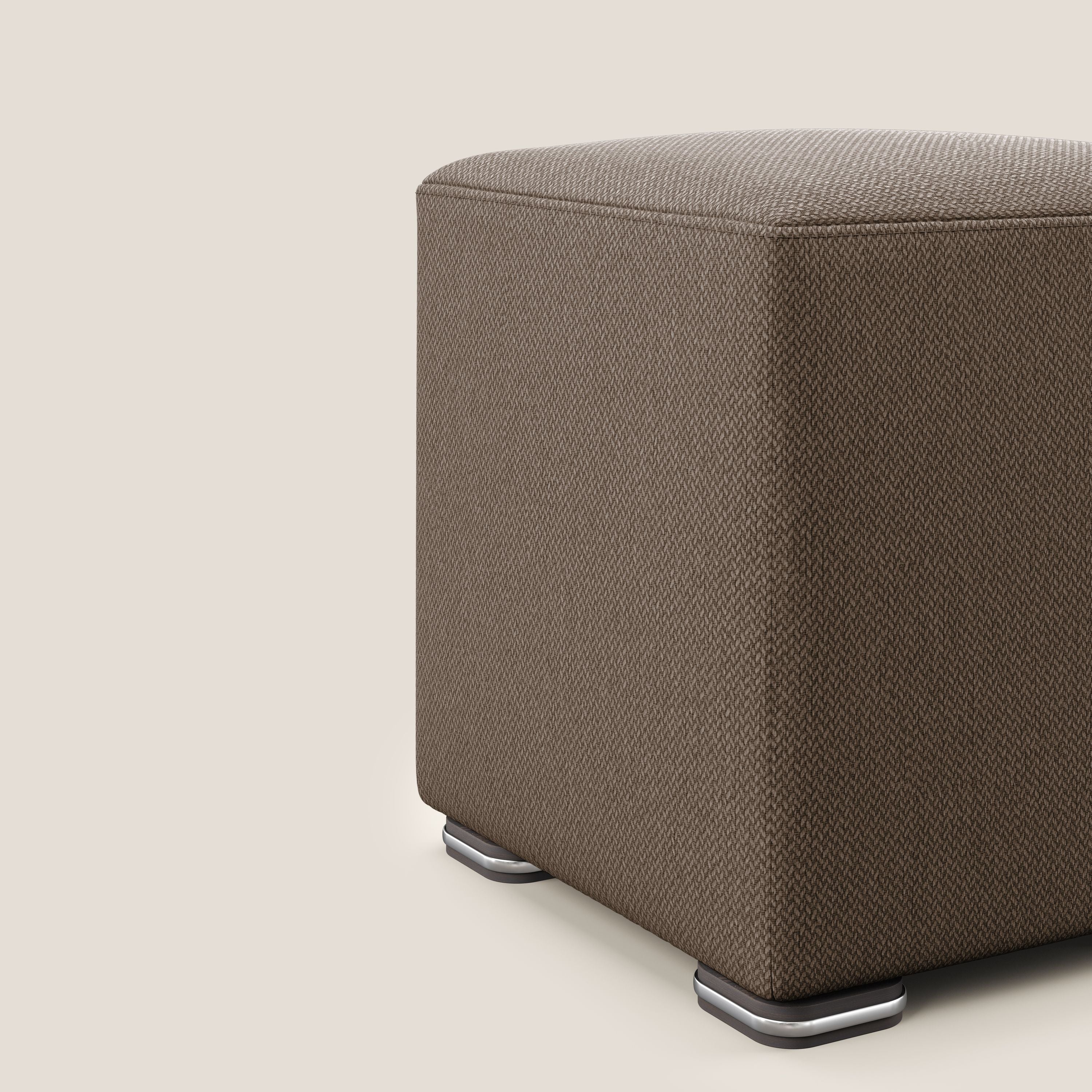 Cube pouf in tessuto morbido smacchiabile T05 marrone - divani.store