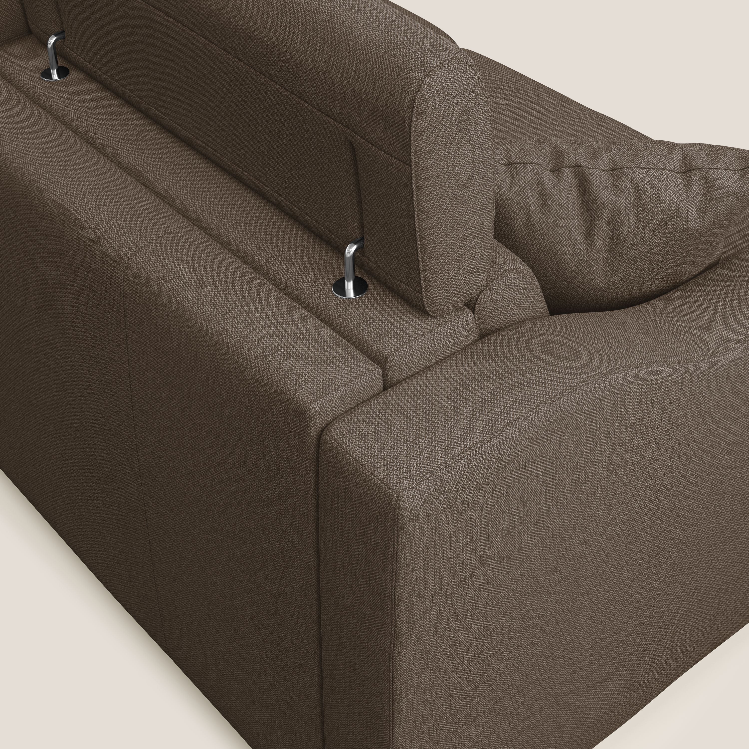 Amber divano letto angolare in tessuto smacchiabile T05 marrone - divani.store