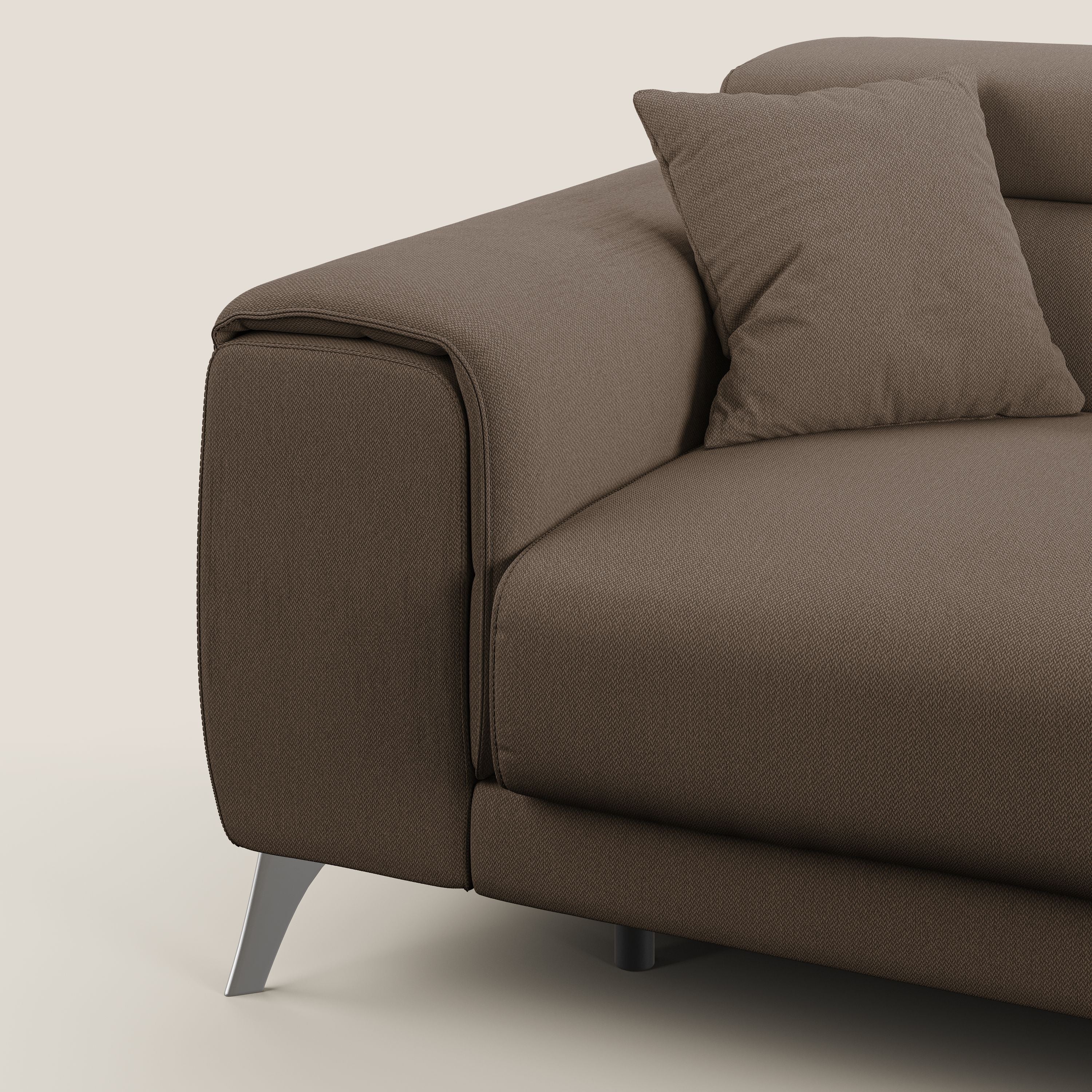 Fusion divano con sedute allungabili in tessuto smacchiabile T05 marrone - divani.store