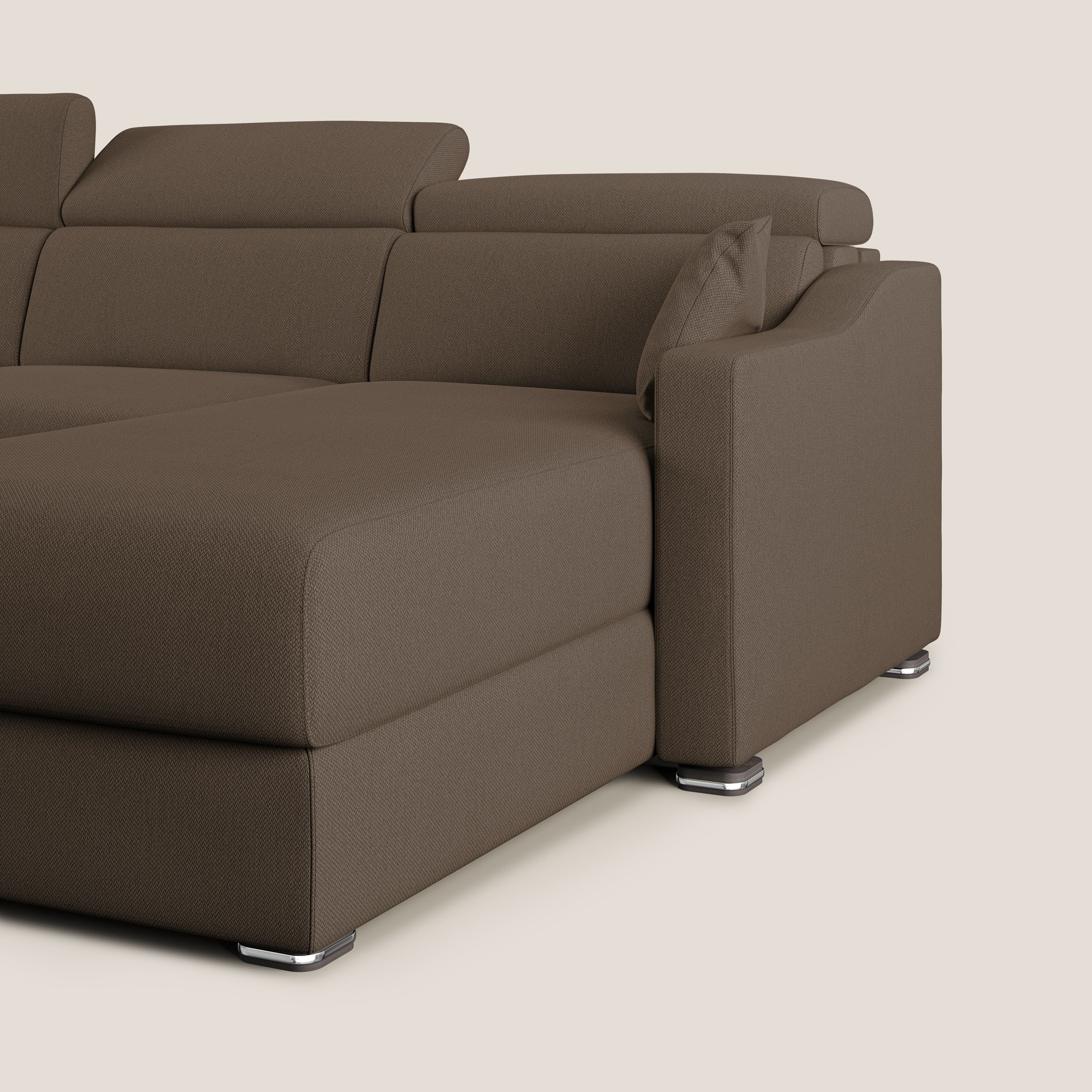 Amber divano letto angolare in tessuto smacchiabile T05 marrone - divani.store