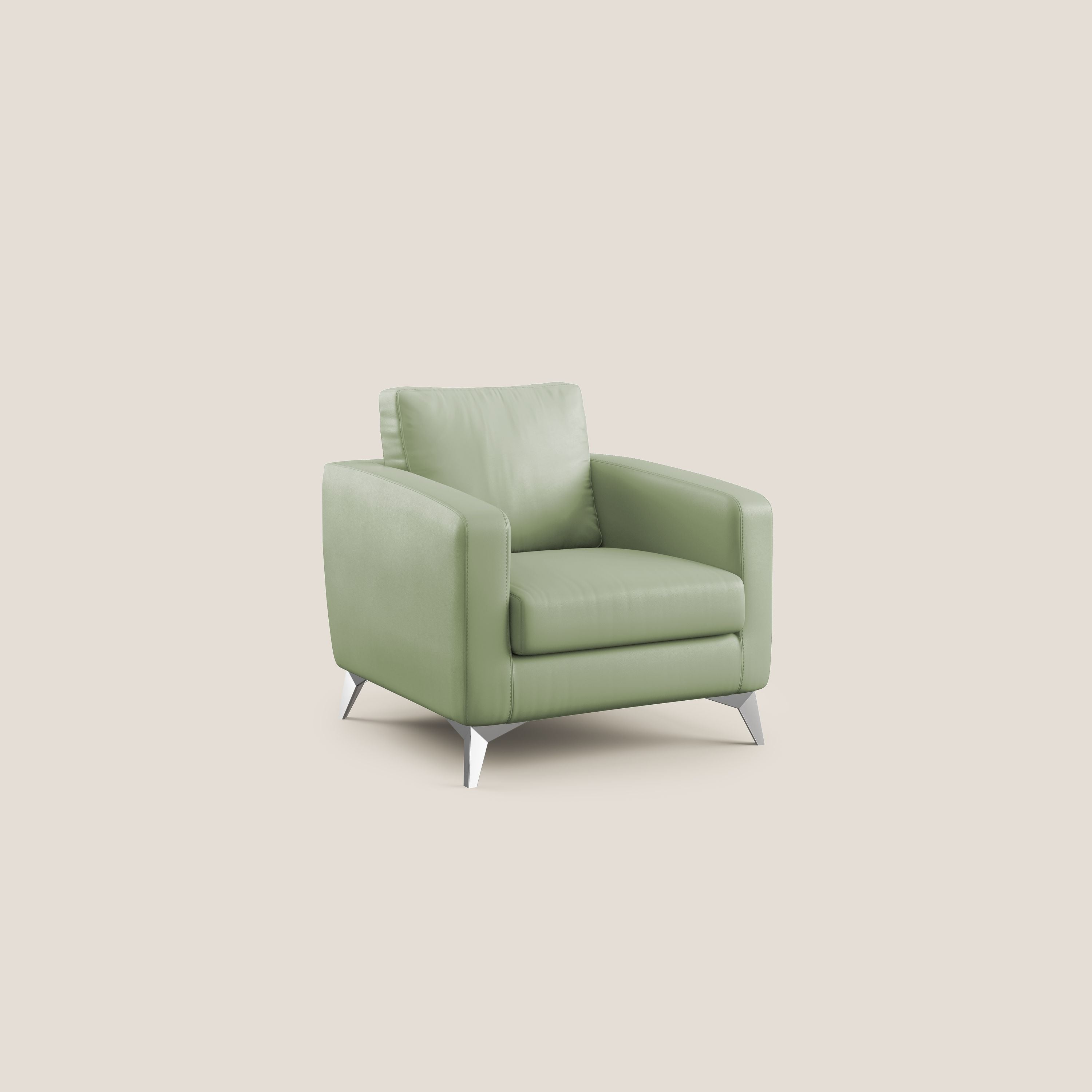 Orione Poltroncina in ecopelle moderna e impermeabile T04 verde - divani.store