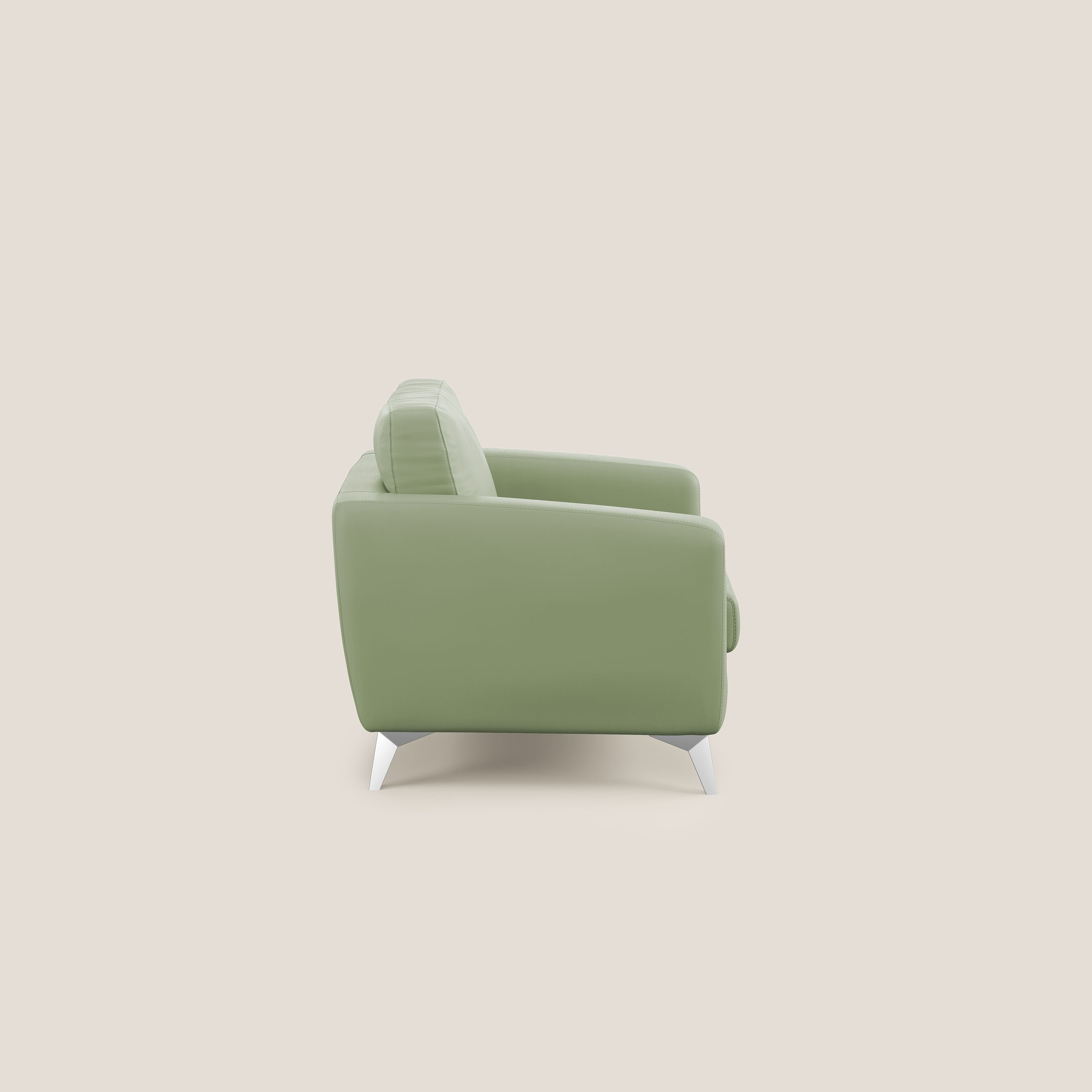 Orione Poltroncina in ecopelle moderna e impermeabile T04 verde - divani.store