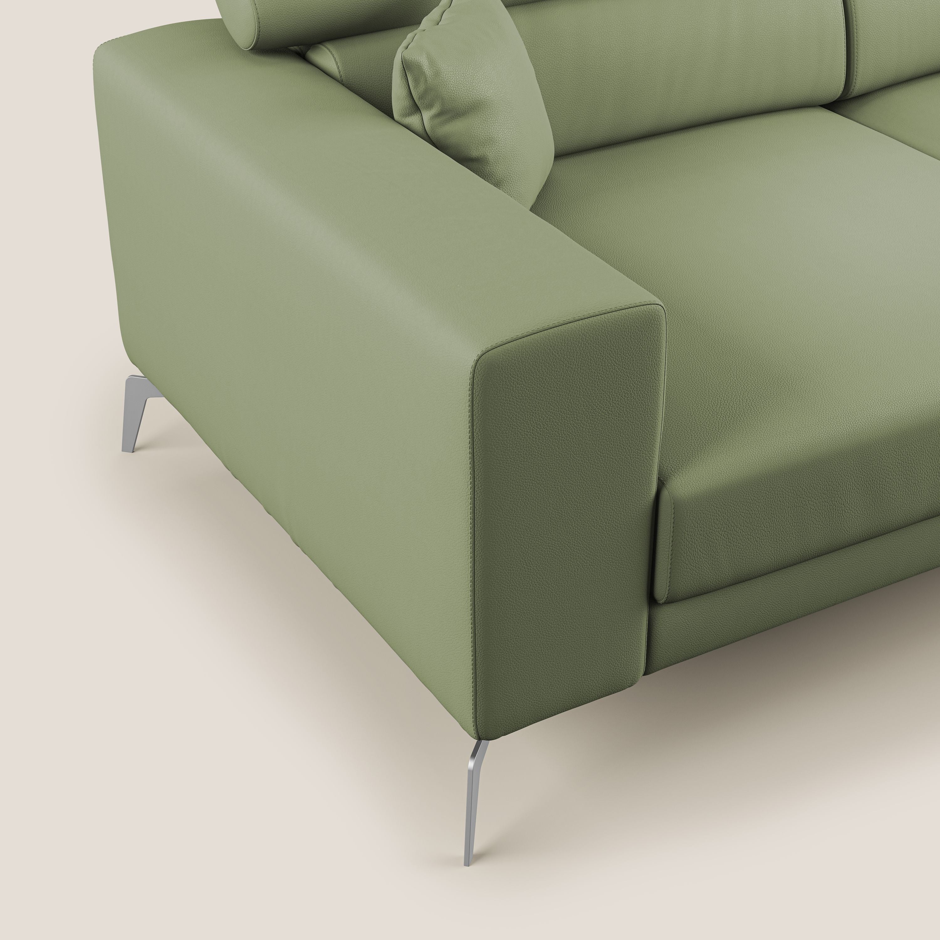 Blade Divano moderno con poggiatesta reclinabili in Ecopelle T04 verde - divani.store