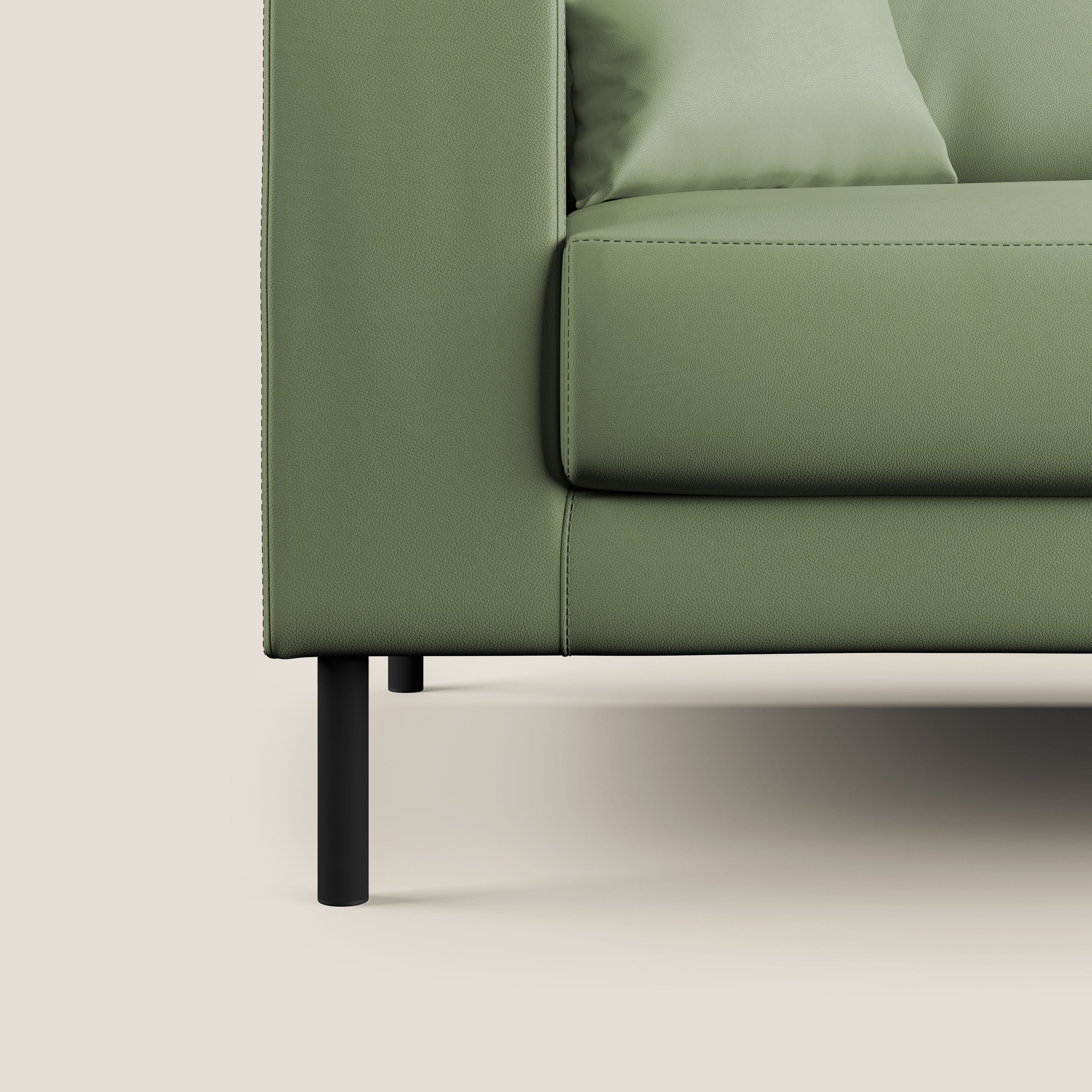 Uranio divano moderno lineare in Ecopelle impermeabile T04 verde - divani.store