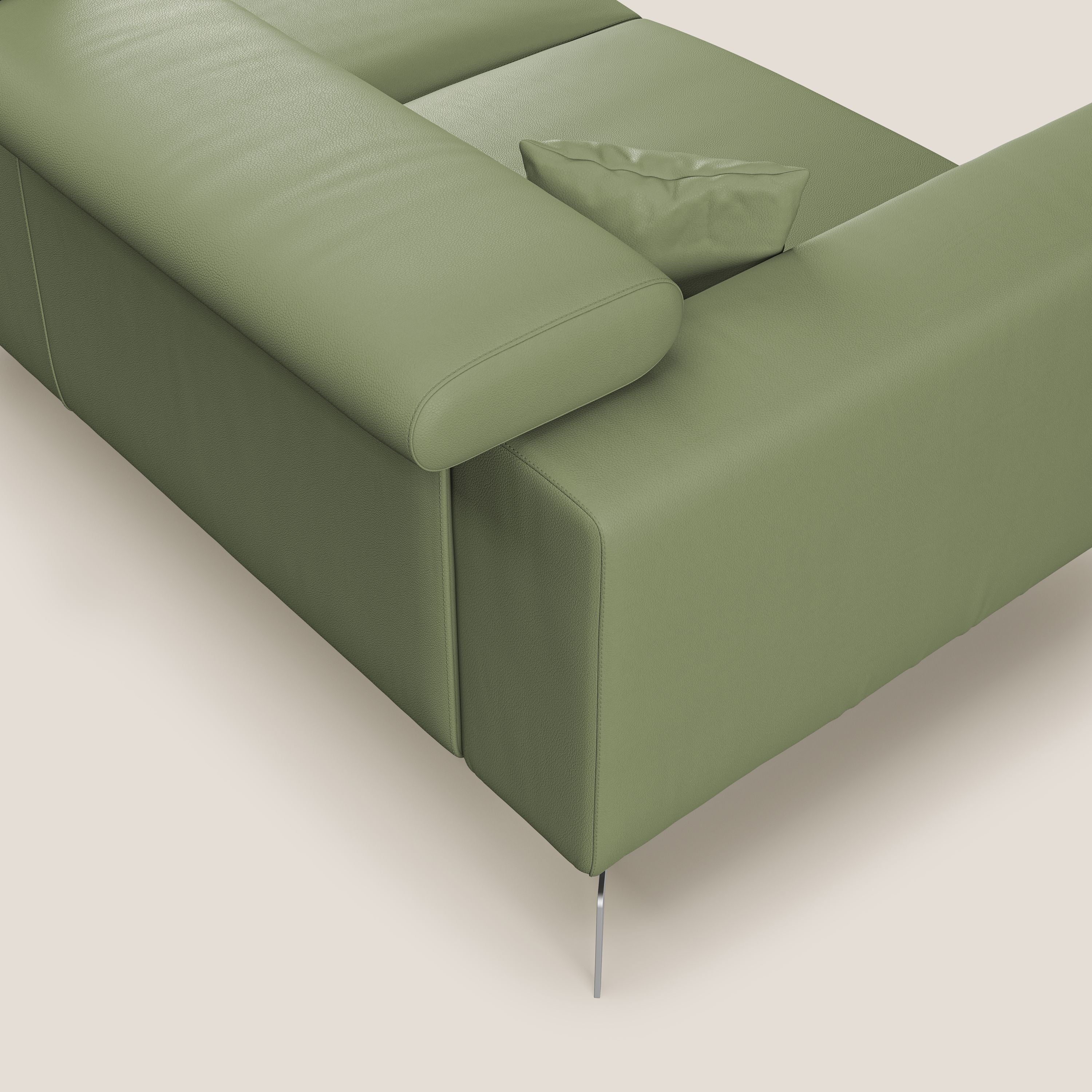 Blade Divano moderno angolare con poggiatesta reclinabili in Ecopelle T04 verde - divani.store