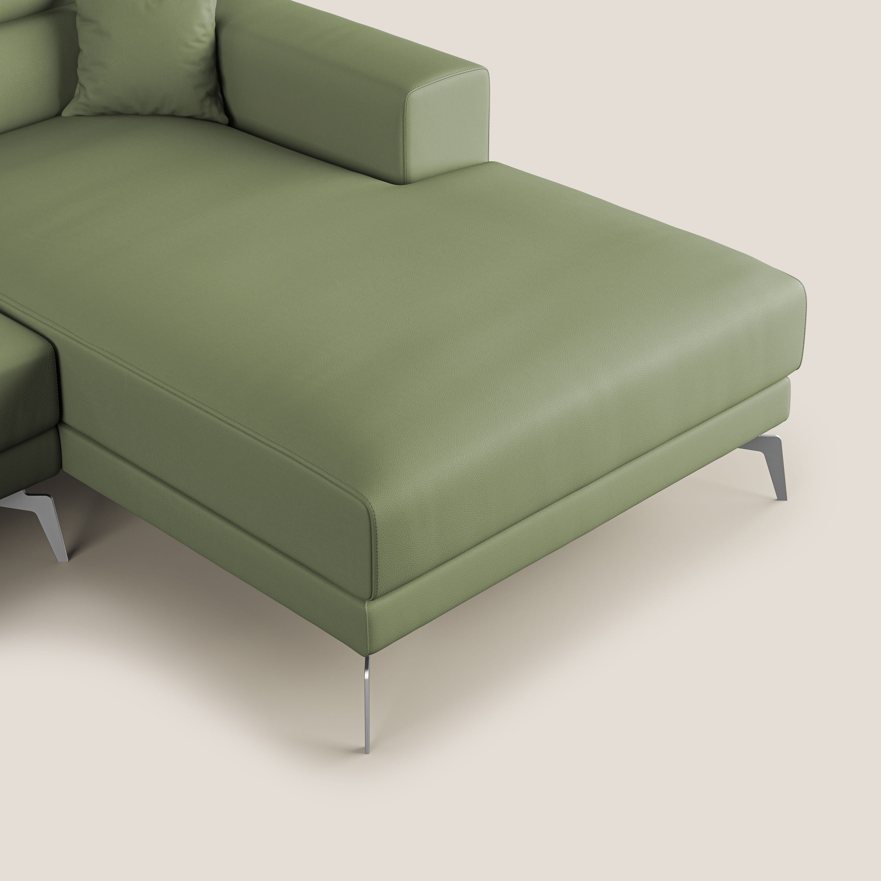 Blade Divano moderno angolare con poggiatesta reclinabili in Ecopelle T04 verde - divani.store