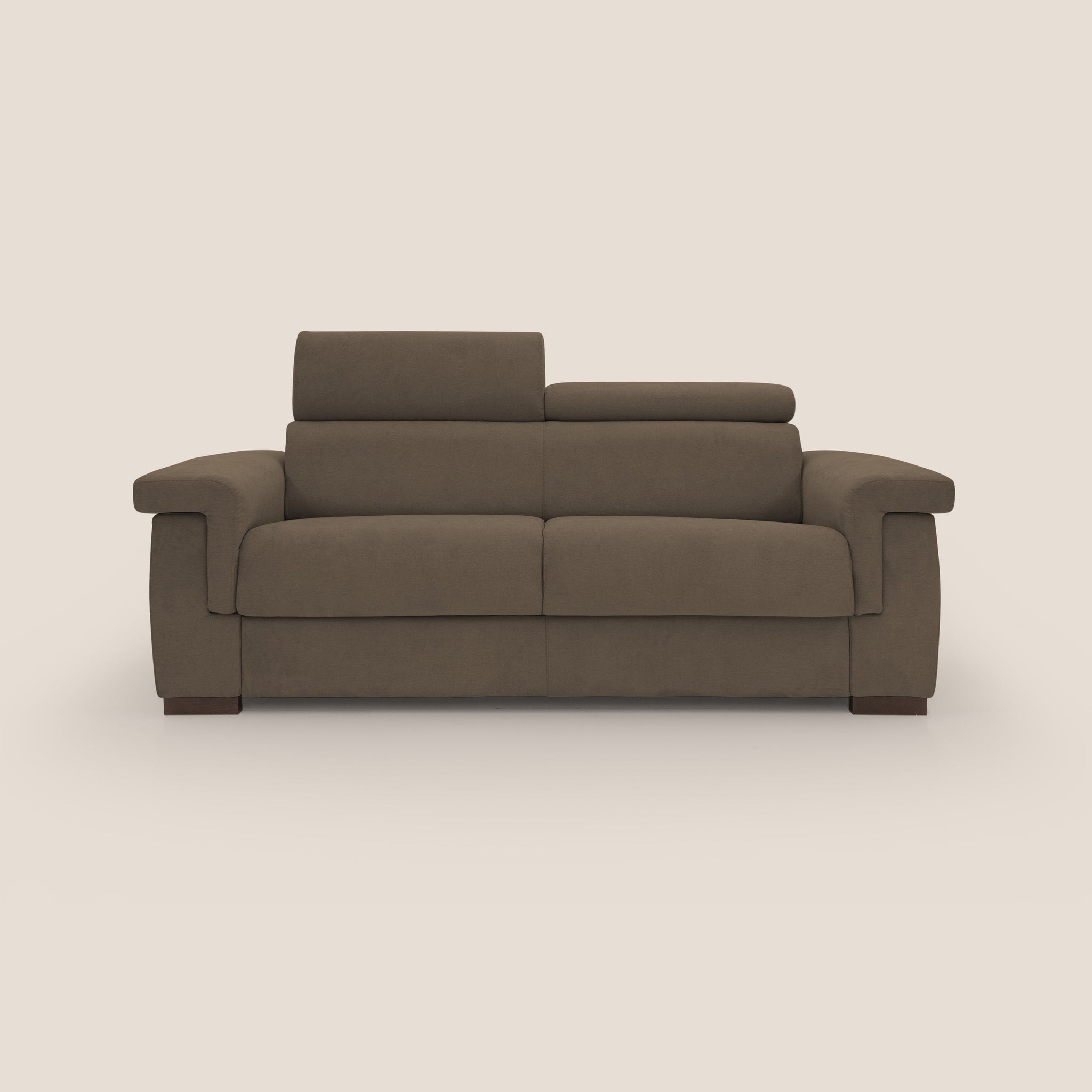 Nikita Canape Lit Convertible Avec Haut Dossier Moelleux En Tissu Doux Impermeable T02 Marron