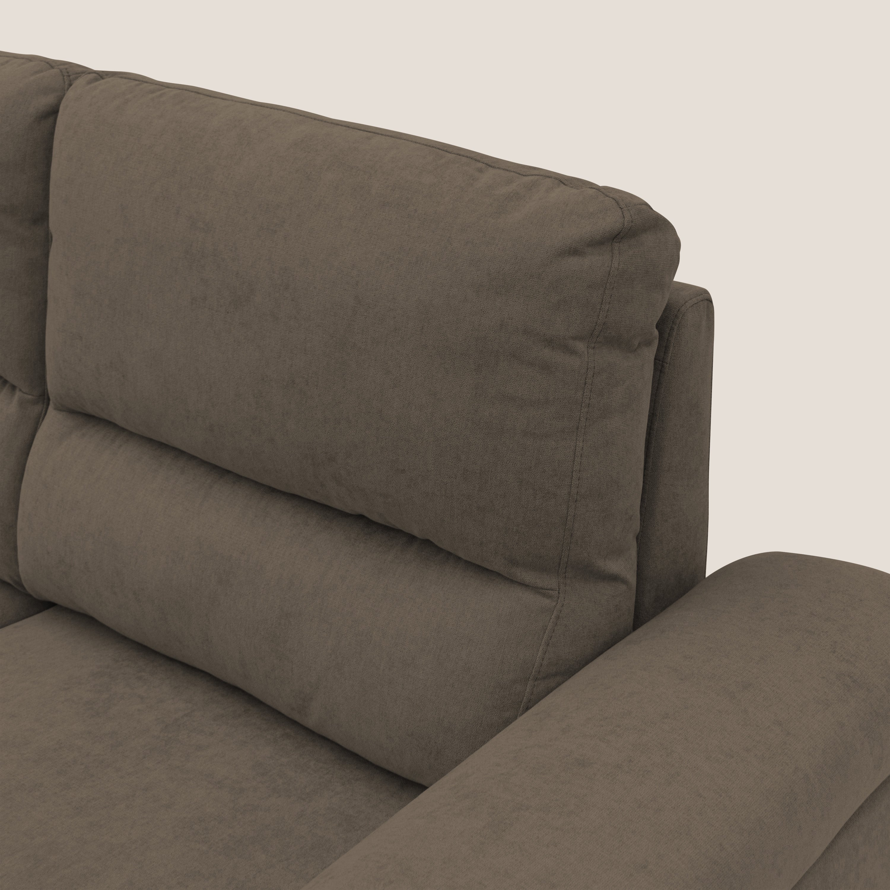 Minerva divano con pouf estraibile poggiapiedi in tessuto morbido impermeabile T02 marrone - divani.store