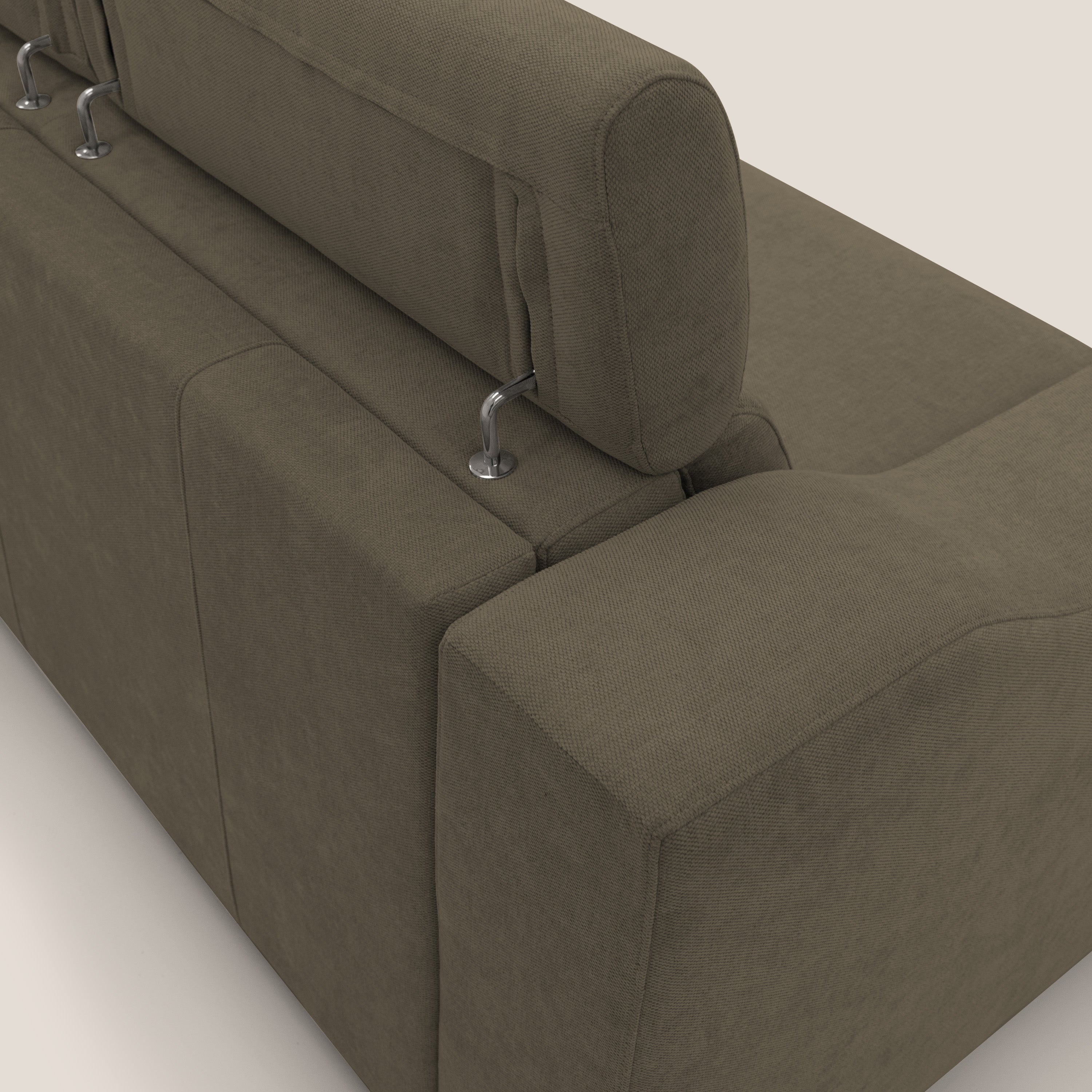 Bomber divano letto matrimoniale con poggiatesta in tessuto impermeabile T14 marrone - divani.store