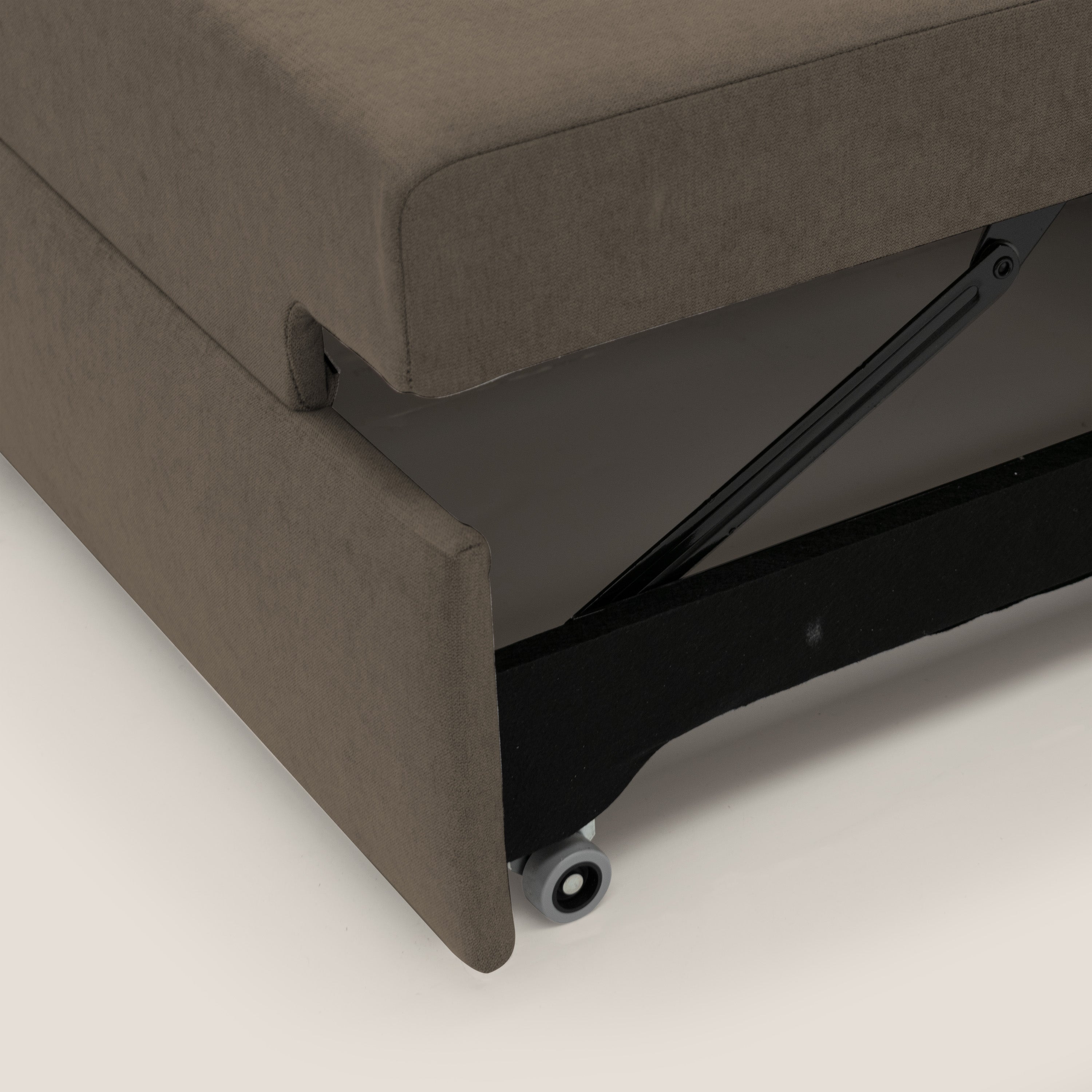 Minerva divano con pouf estraibile poggiapiedi in tessuto morbido impermeabile T02 marrone - divani.store