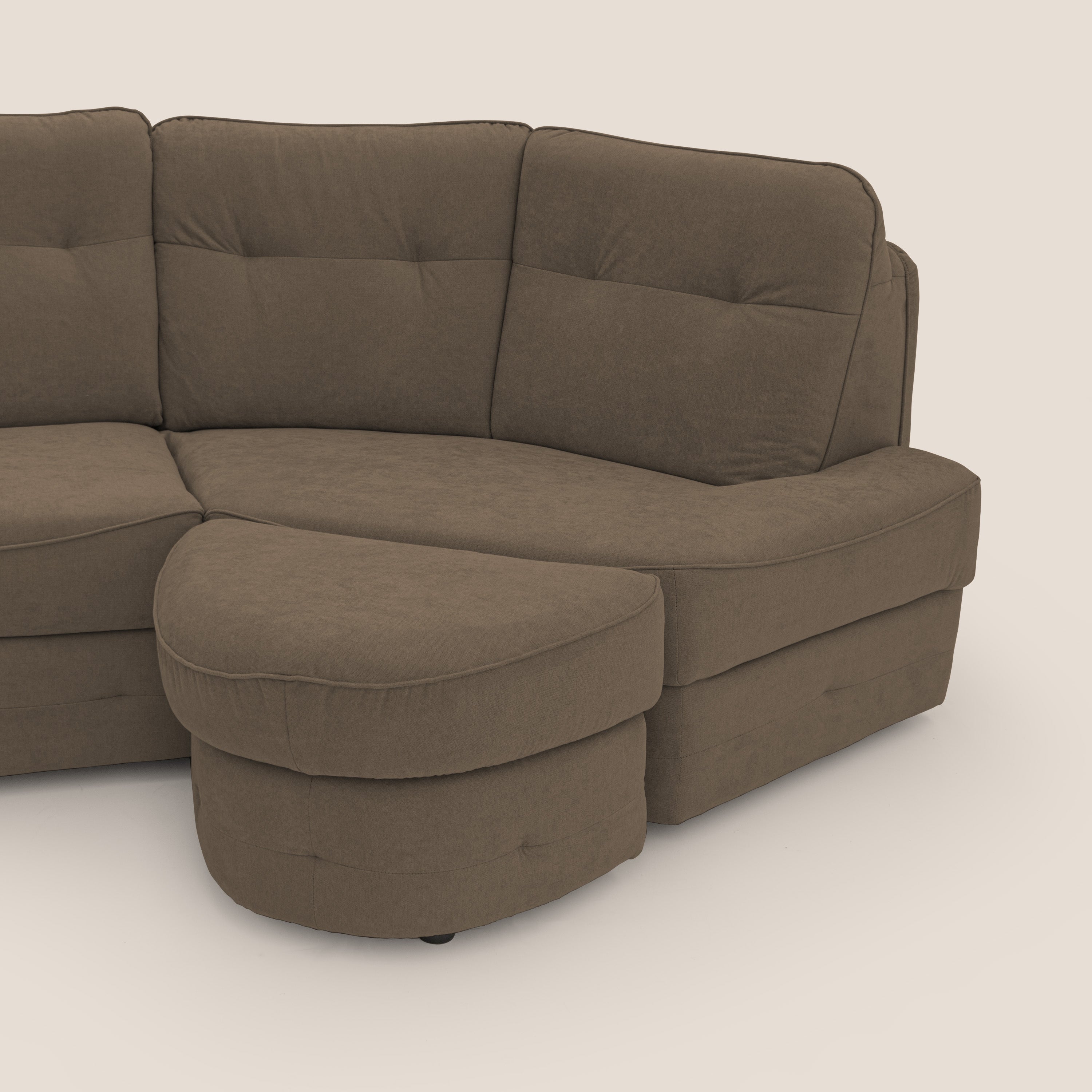 Zeus divano letto angolare con materasso H18 cm pouf mobile in tessuto impermeabile T02 - divani.store