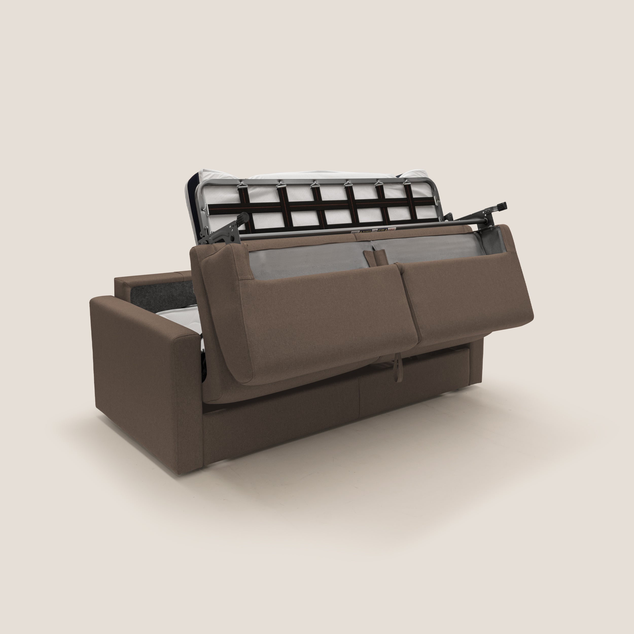 Chris Divano letto matrimoniale in tessuto impermeabile T13 marrone - divani.store